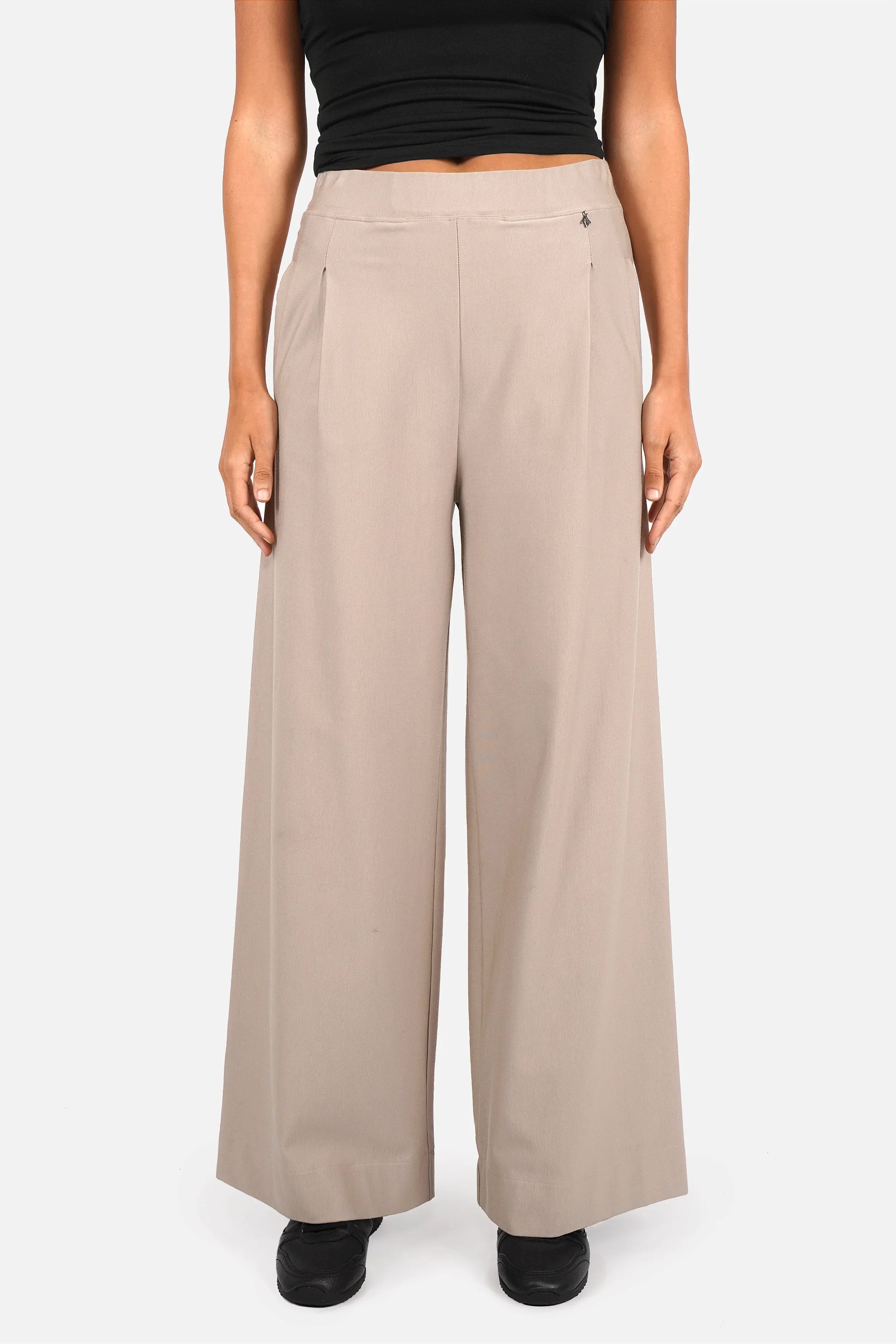 KLARA.K Wide Leg Pants Damenhose mit weitem Schnitt, elastischem Bund und seitlichen Taschen aus Viskose-Mix