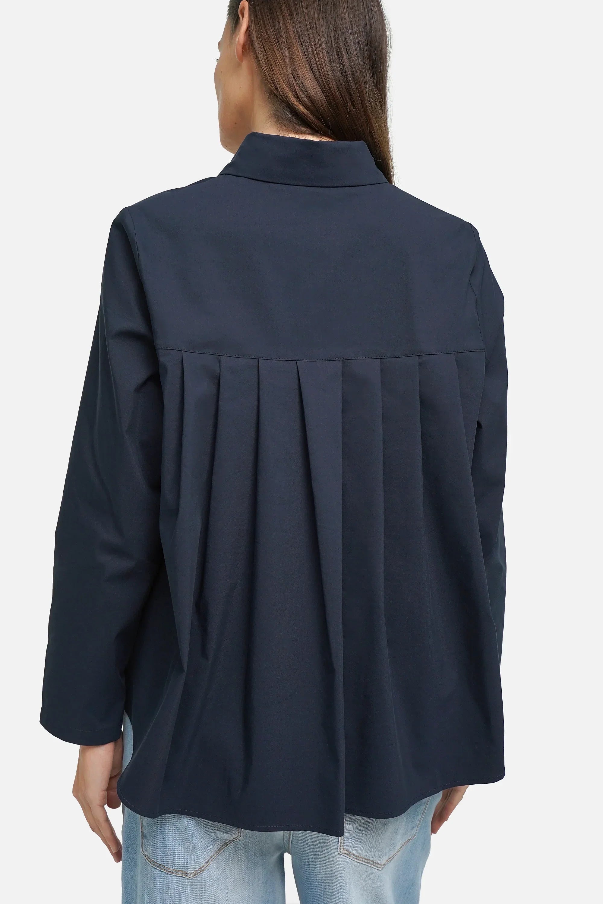 Damen Hemdbluse aus glatter Popeline mit klassischem Kragen und Knopfleiste