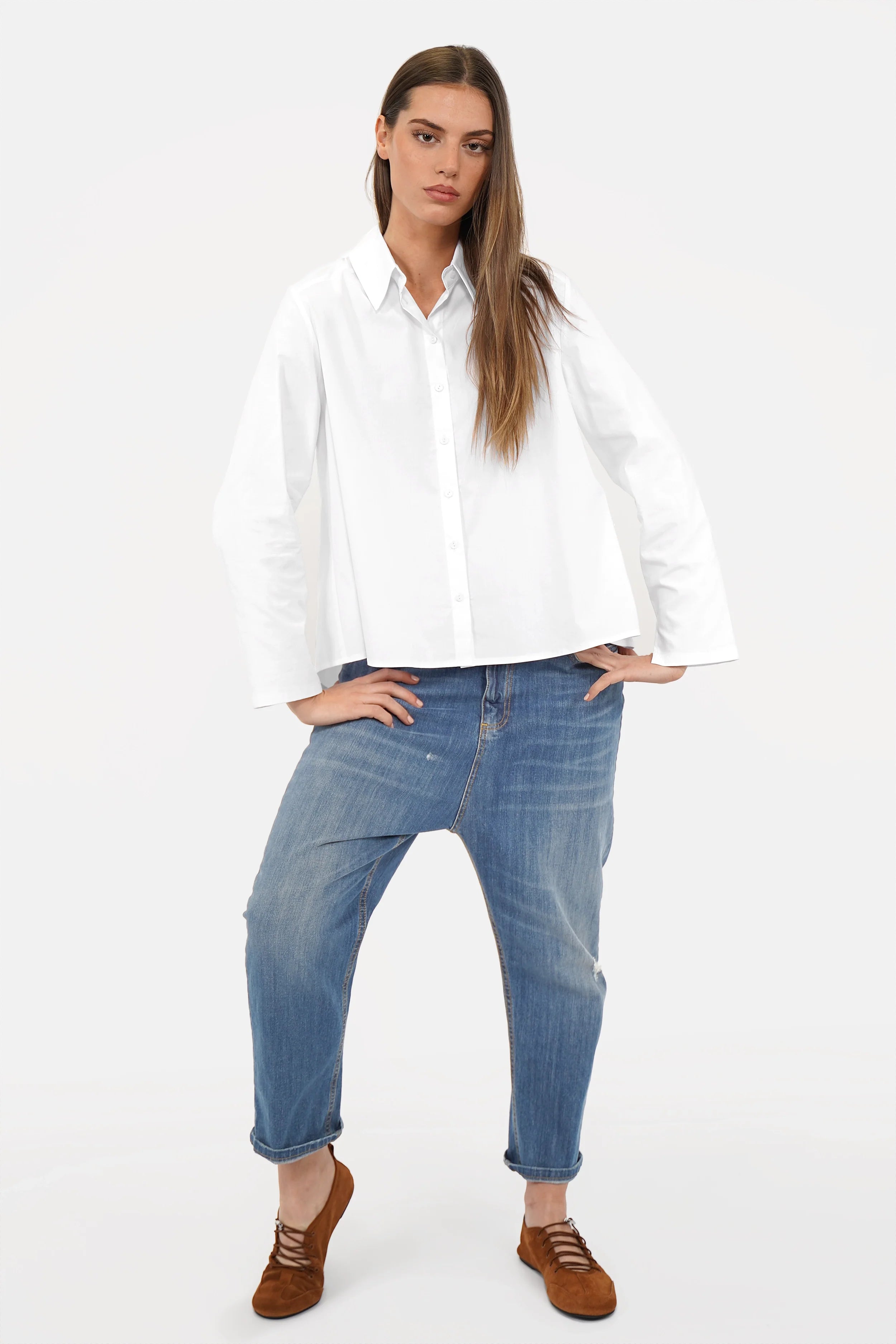 KYNDRA Bluse aus weicher Popeline mit Knopfleiste und klassischem Kragen