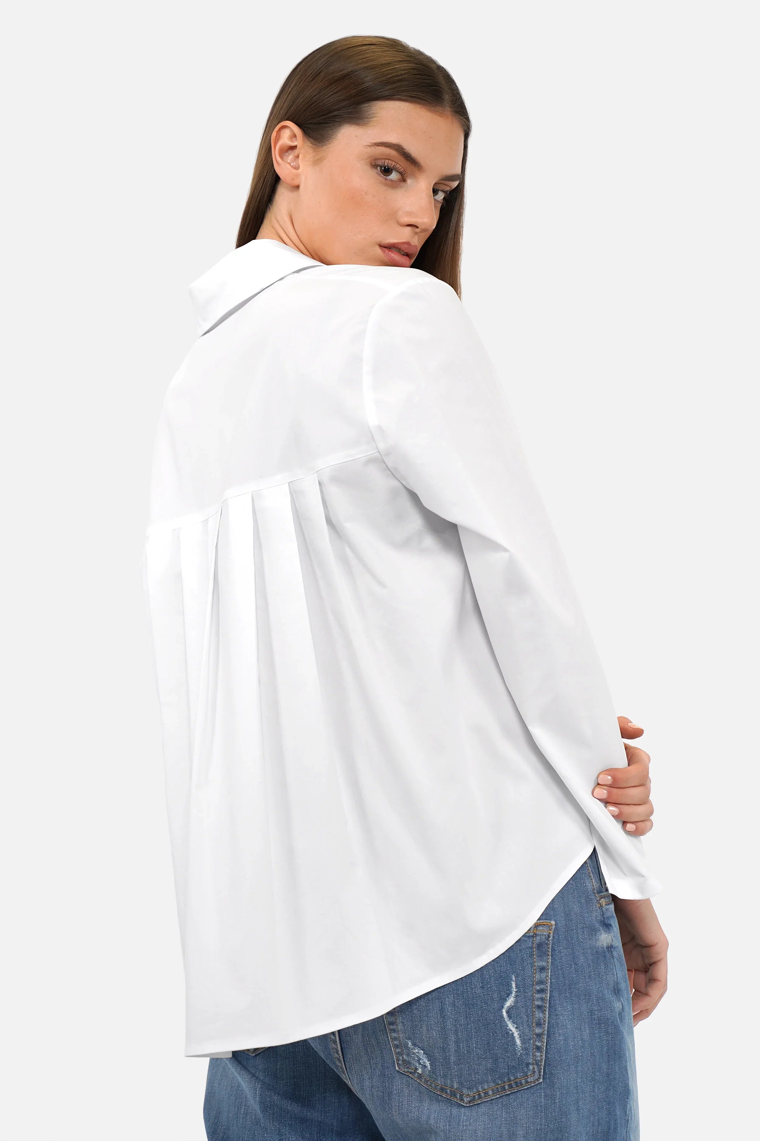 KYNDRA Hemdbluse aus glattem Popeline mit klassischem Kragen und A-Linien Shape
