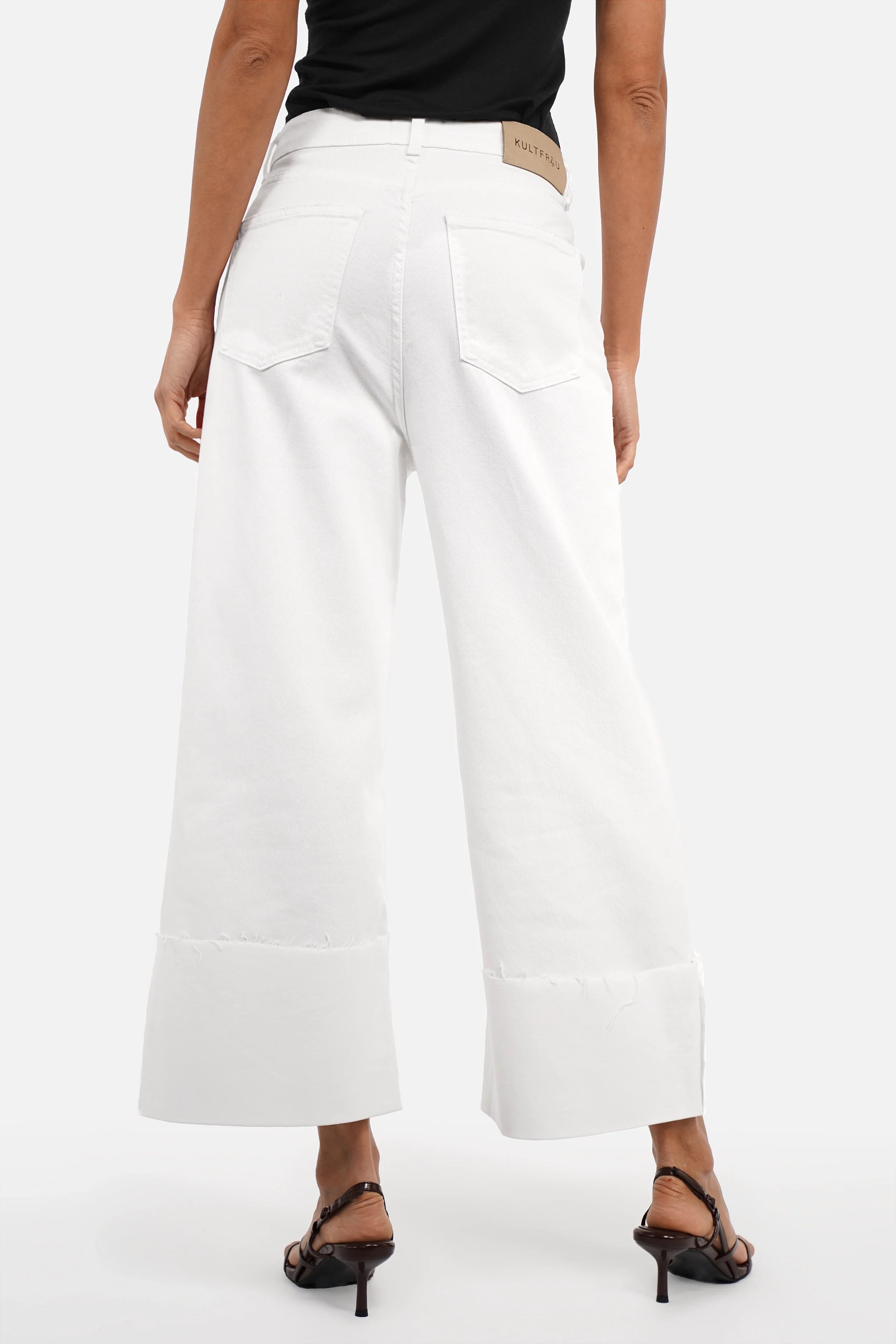 LIAME Wide Leg Jeans aus farbigem Denim mit Umschlag und Destroyed-Optik in Mid Waist, Relaxed Fit