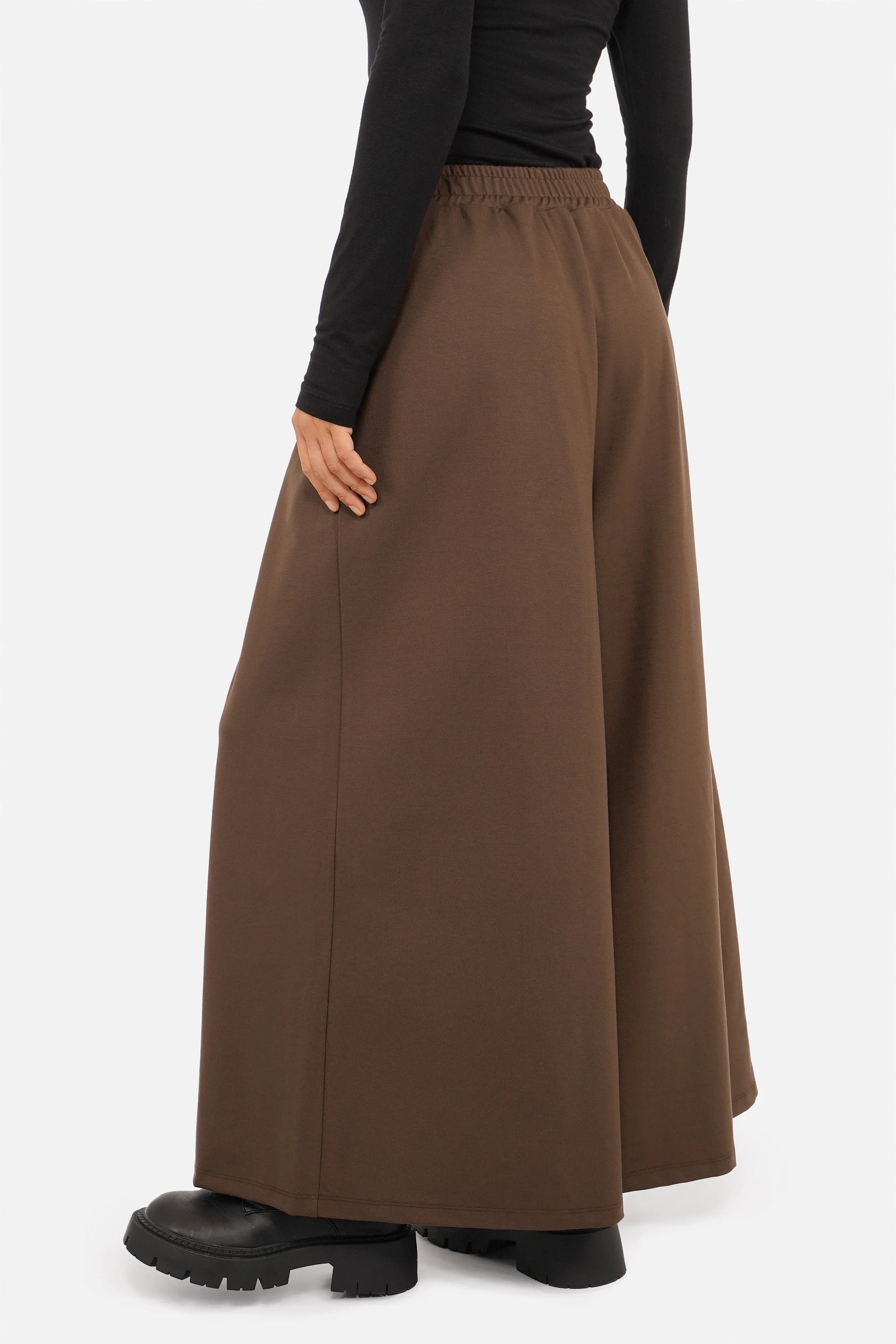 LINNEE Wide-Leg-Hose aus fließender Interlock-Qualität mit weitem Bein und elastischem Bund