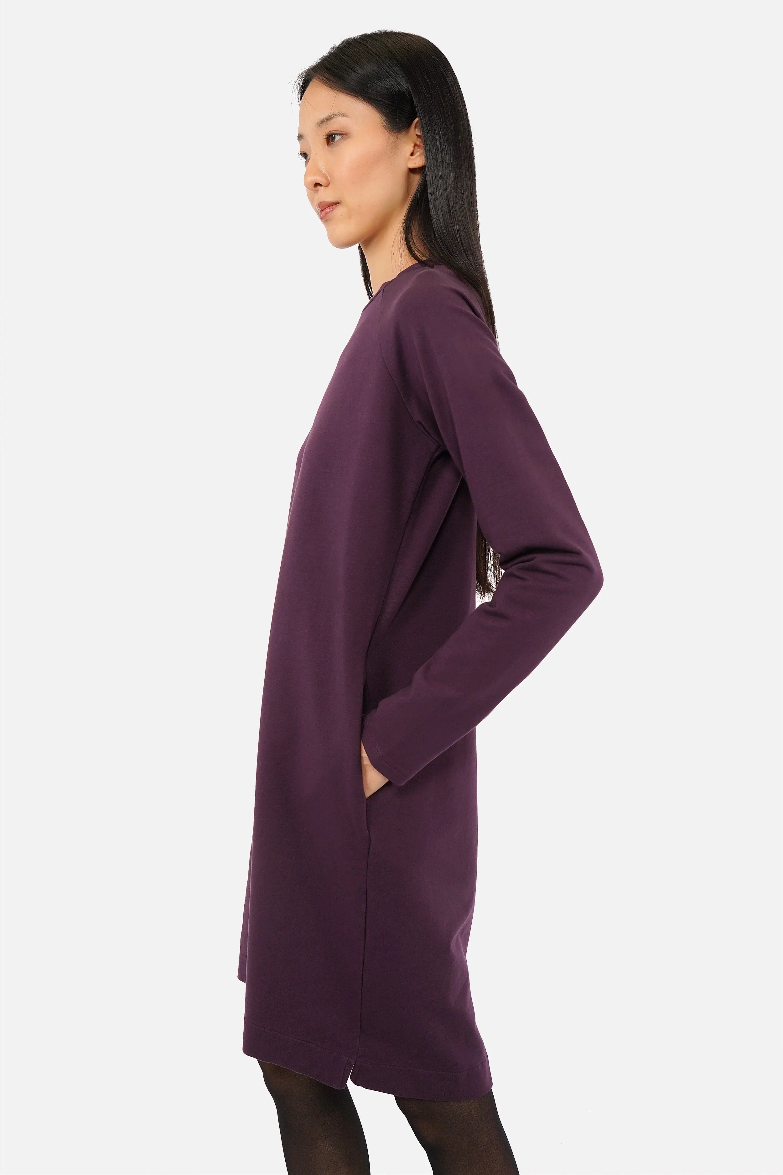 LIZ Sweatkleid aus weichem Baumwolljersey mit Rundhalsausschnitt und seitlichen Eingrifftaschen