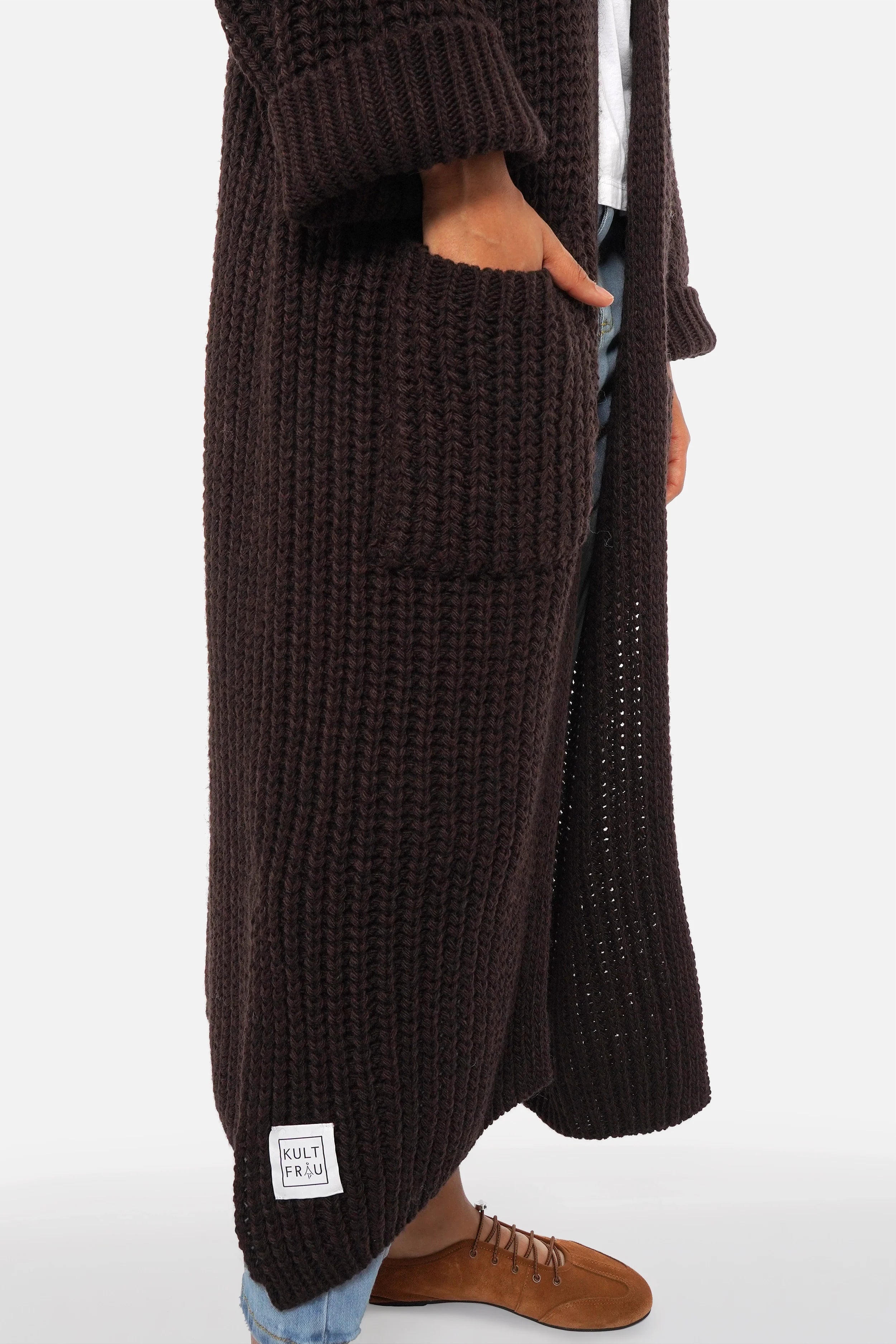 LOLA Strickcardigan offen oversized mit aufgesetzten Taschen und relaxed Schnitt