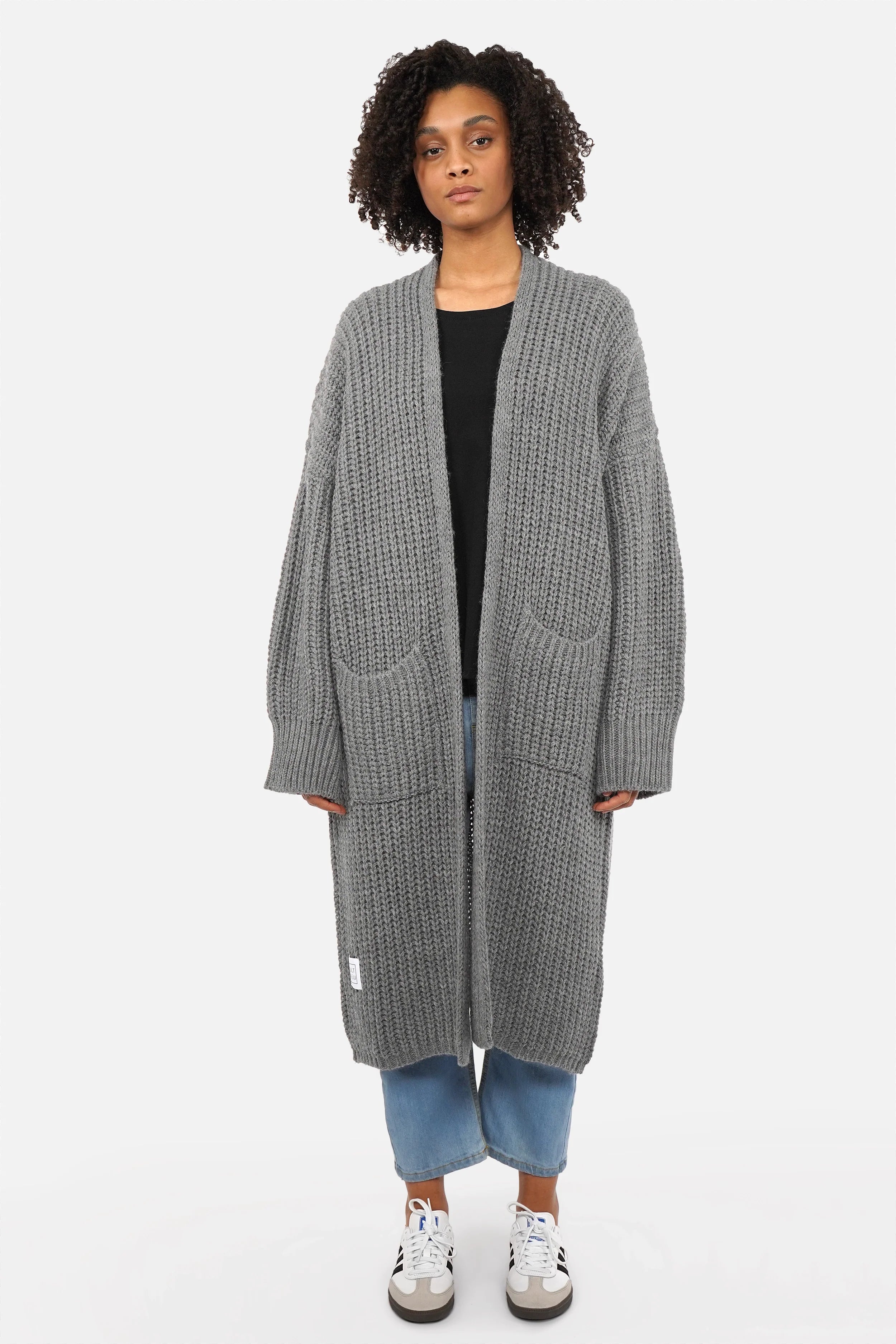 LOLLYTA Strickcardigan oversized offen mit aufgesetzten Taschen und überschnittenen Schultern