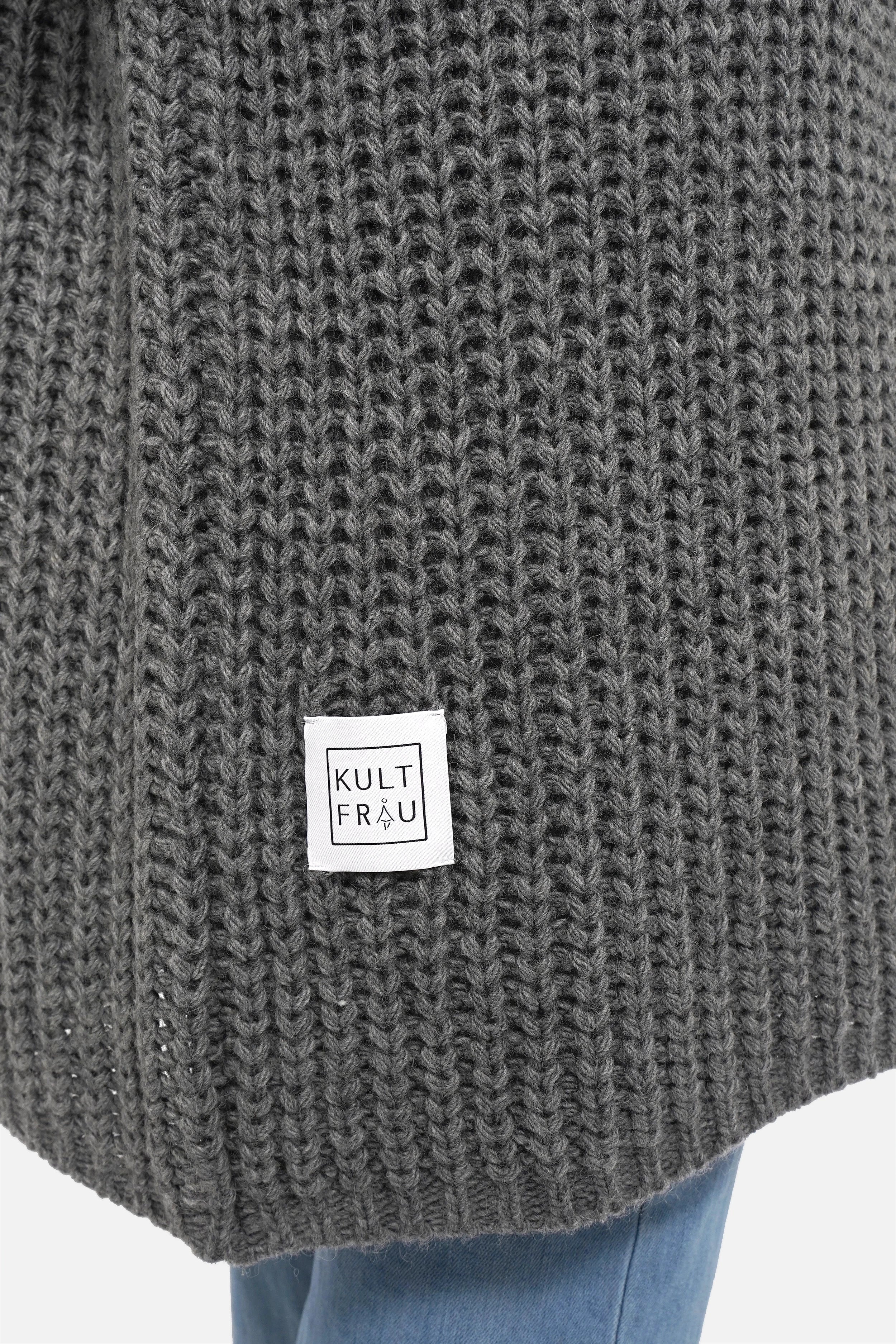 LOLLYTA Strickcardigan oversized offen mit aufgesetzten Taschen und überschnittenen Schultern