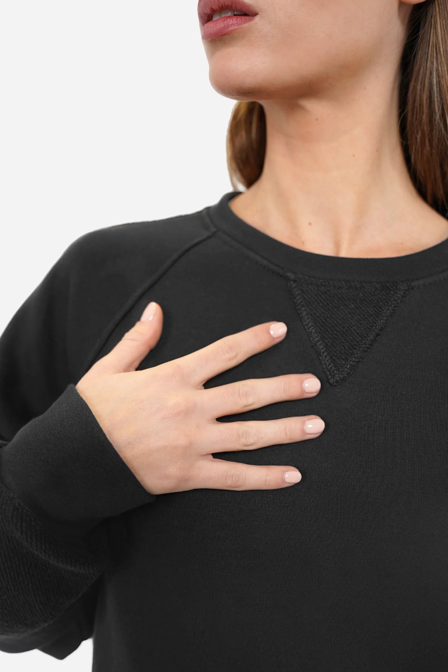 MEEGY Sweater mit linken Stoffseiten-Details aus weichem Baumwoll Sweat in Oversize-Passform