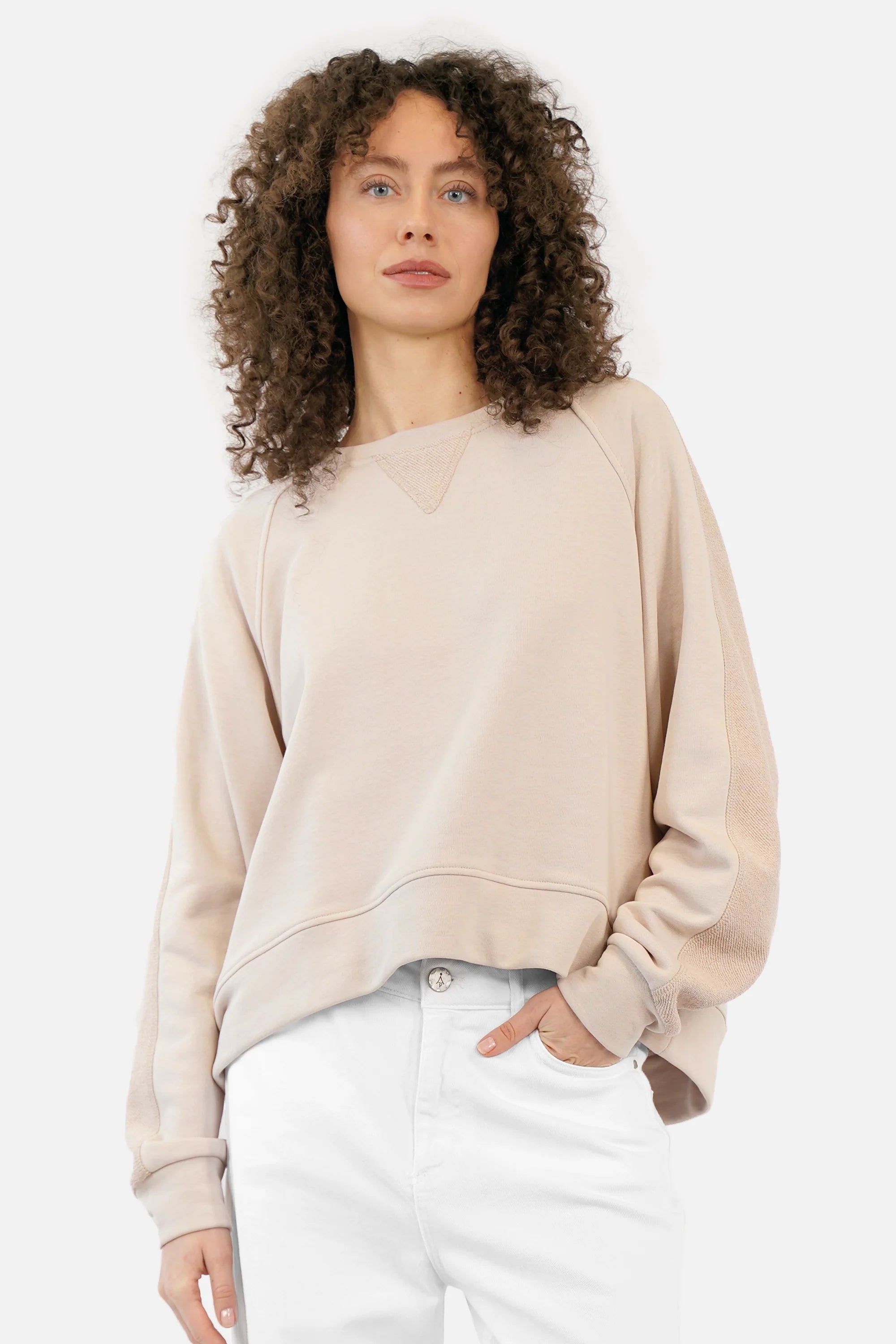 MEEGY Sweater aus weichem Baumwoll-Sweat mit Rundhalsausschnitt und Oversize-Passform