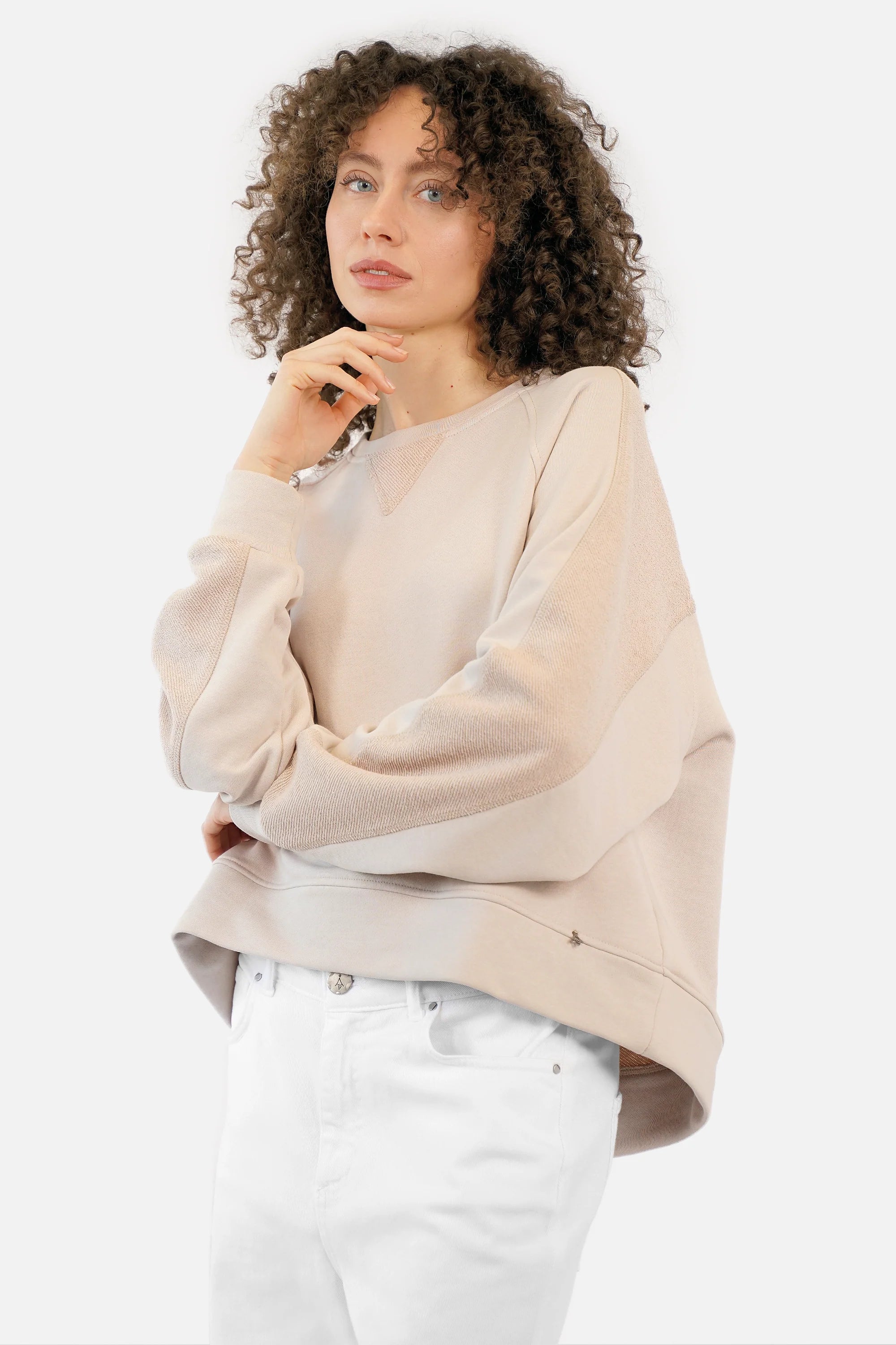 MEEGY Sweater aus weichem Baumwoll Sweat mit Raglanärmeln und Oversize-Passform