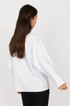 White MELIZIA Bluse aus Popeline loose-fit shirt with bat-cut sleeves and asymmetrical patch pockets