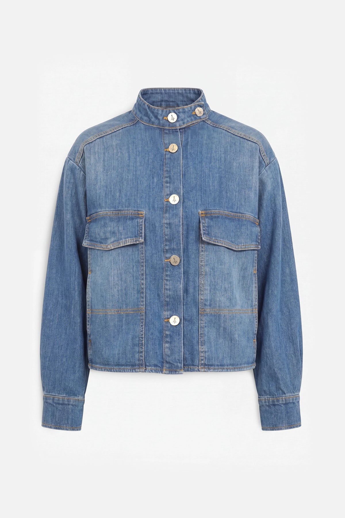 MERIEL Jeans Jacke aus leichtem Denim mit Stehkragen und Knopfleiste