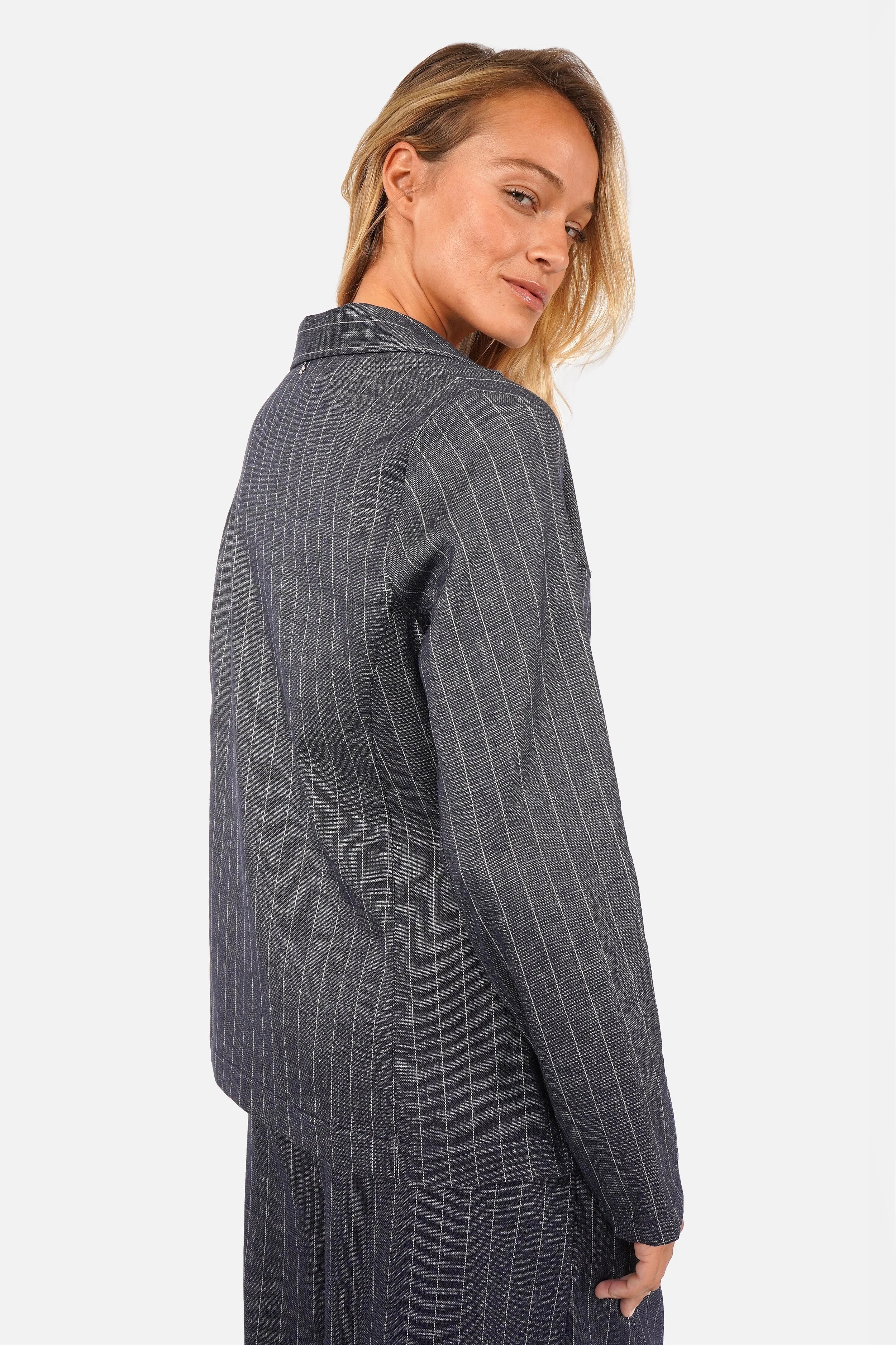Mileni Blazer aus Leinenmix tailliert mit Reverskragen und Knopfverschluss in regular Fit