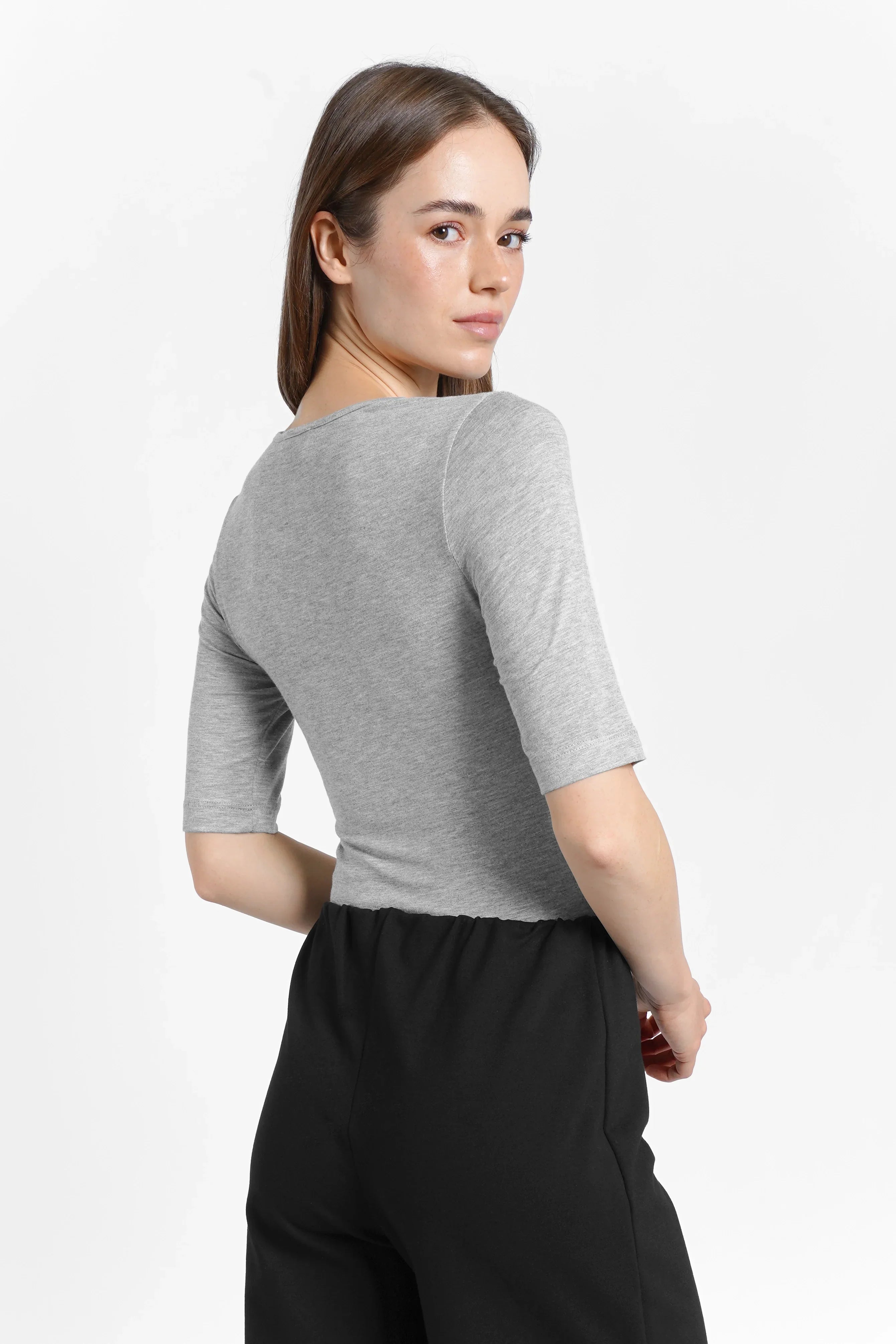 NARAY Shirt aus weichem Viskose-Jersey mit Rundhalsausschnitt und Slim Fit in Größe S