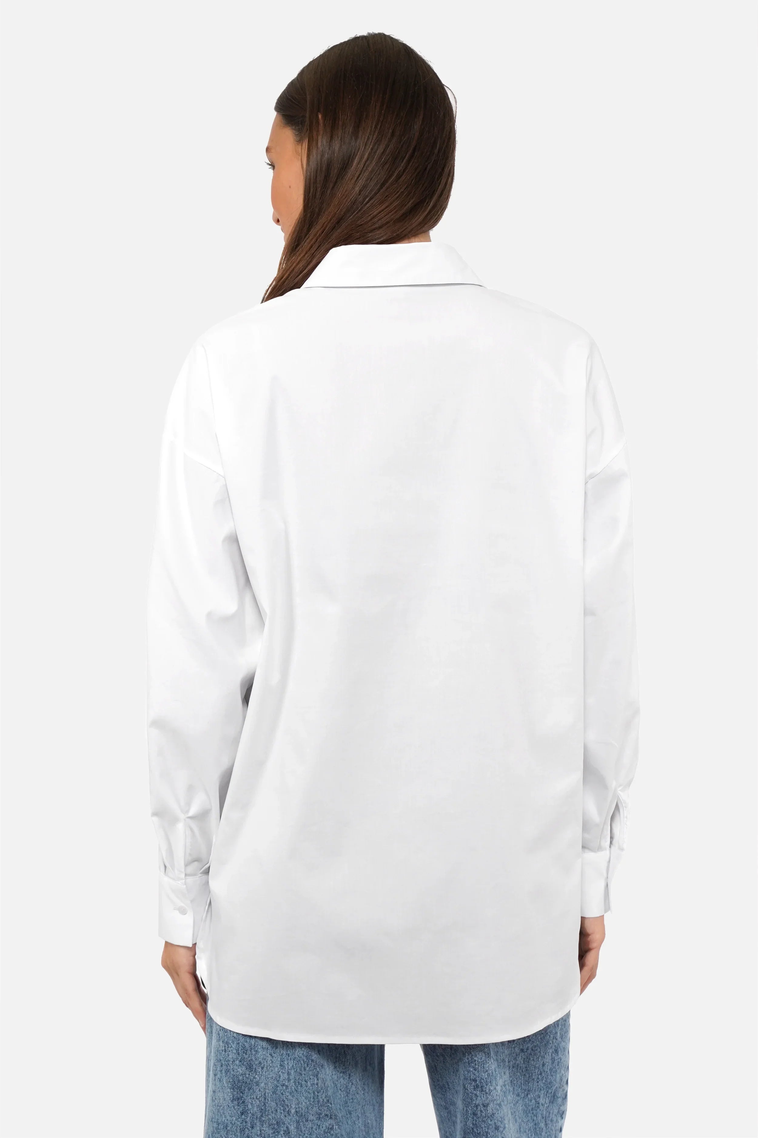 Relaxed Bluse aus Popeline mit asymmetrischem Faltendetail und überschnittenen Schultern