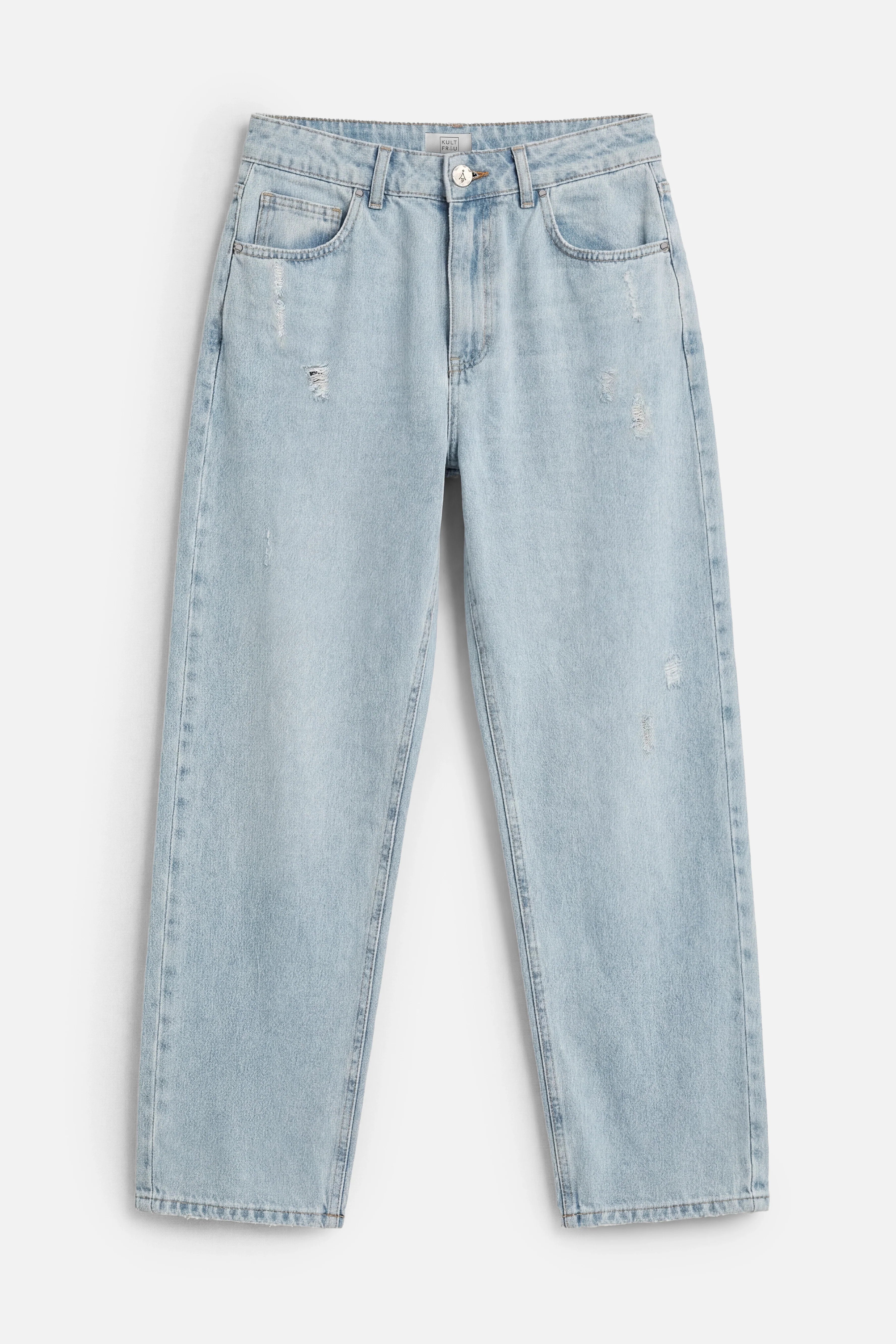 Damen Mom Fit Jeans NEILA aus 100% Baumwolle mit heller Used-Waschung und normaler Bundhöhe