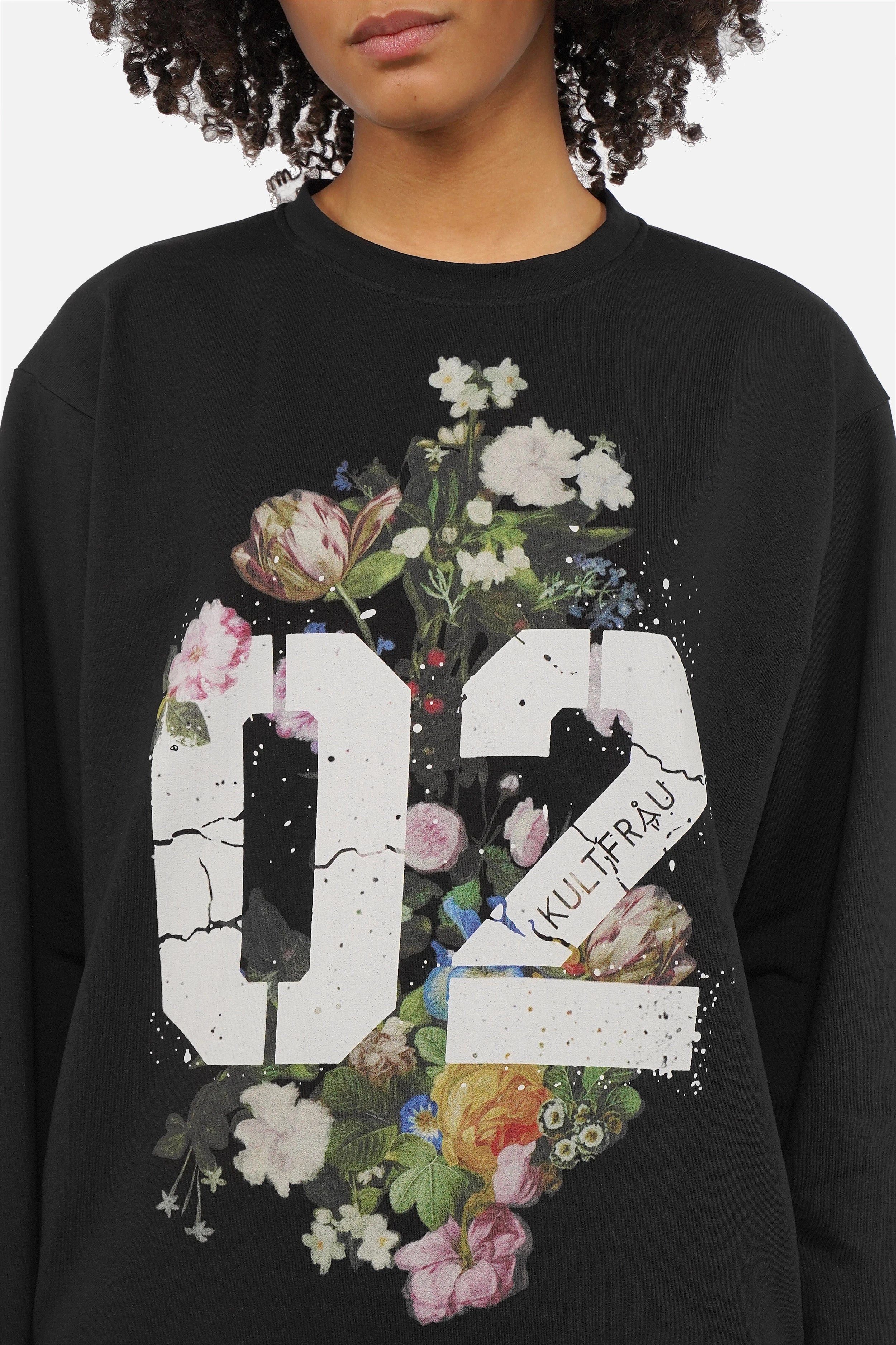 NIESKA Sweater mit floralem Print, Baumwolljersey, Rundhalsausschnitt, Regular Fit