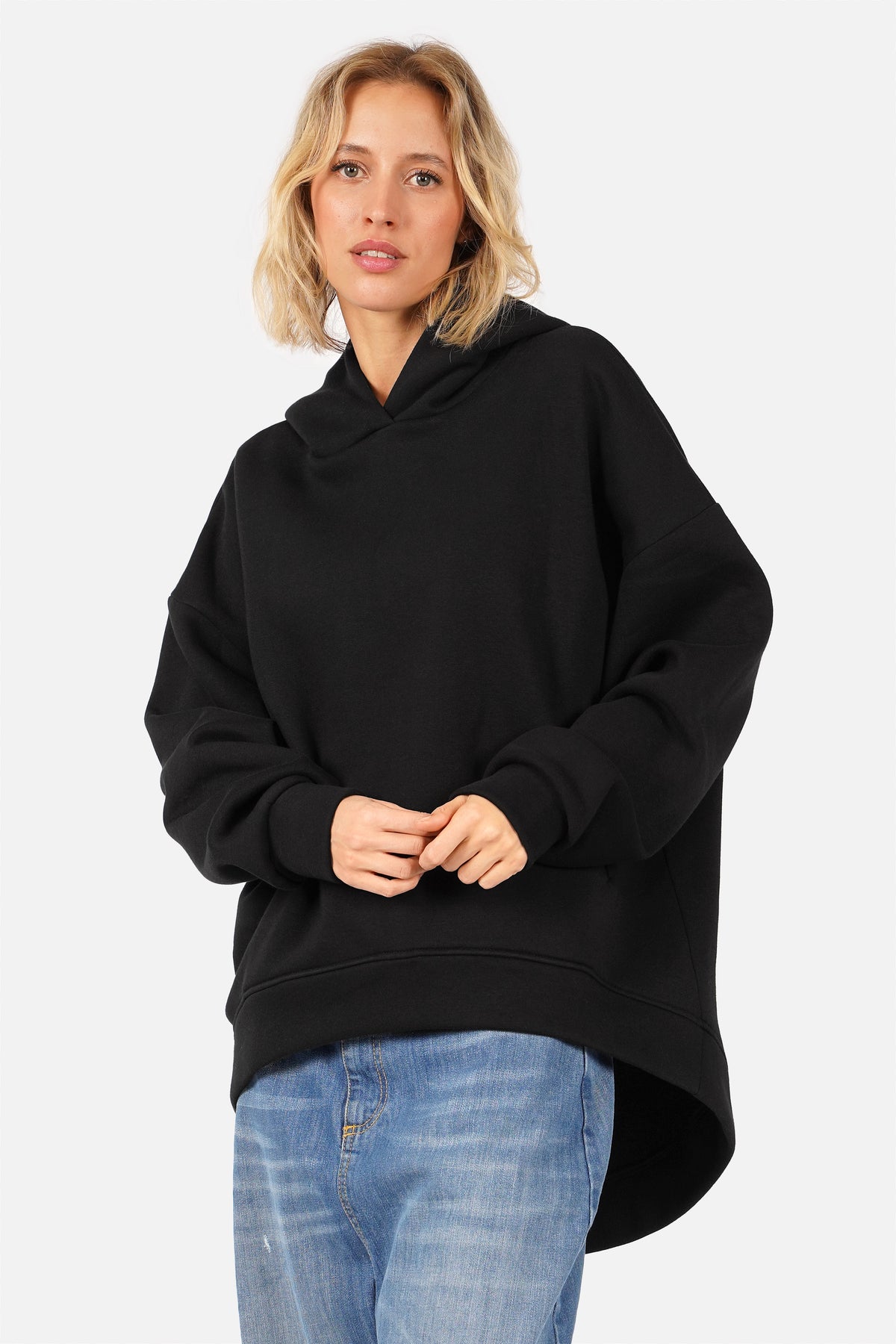 OLYSSA Soft Brushed Relaxed Hoodie in Schwarz