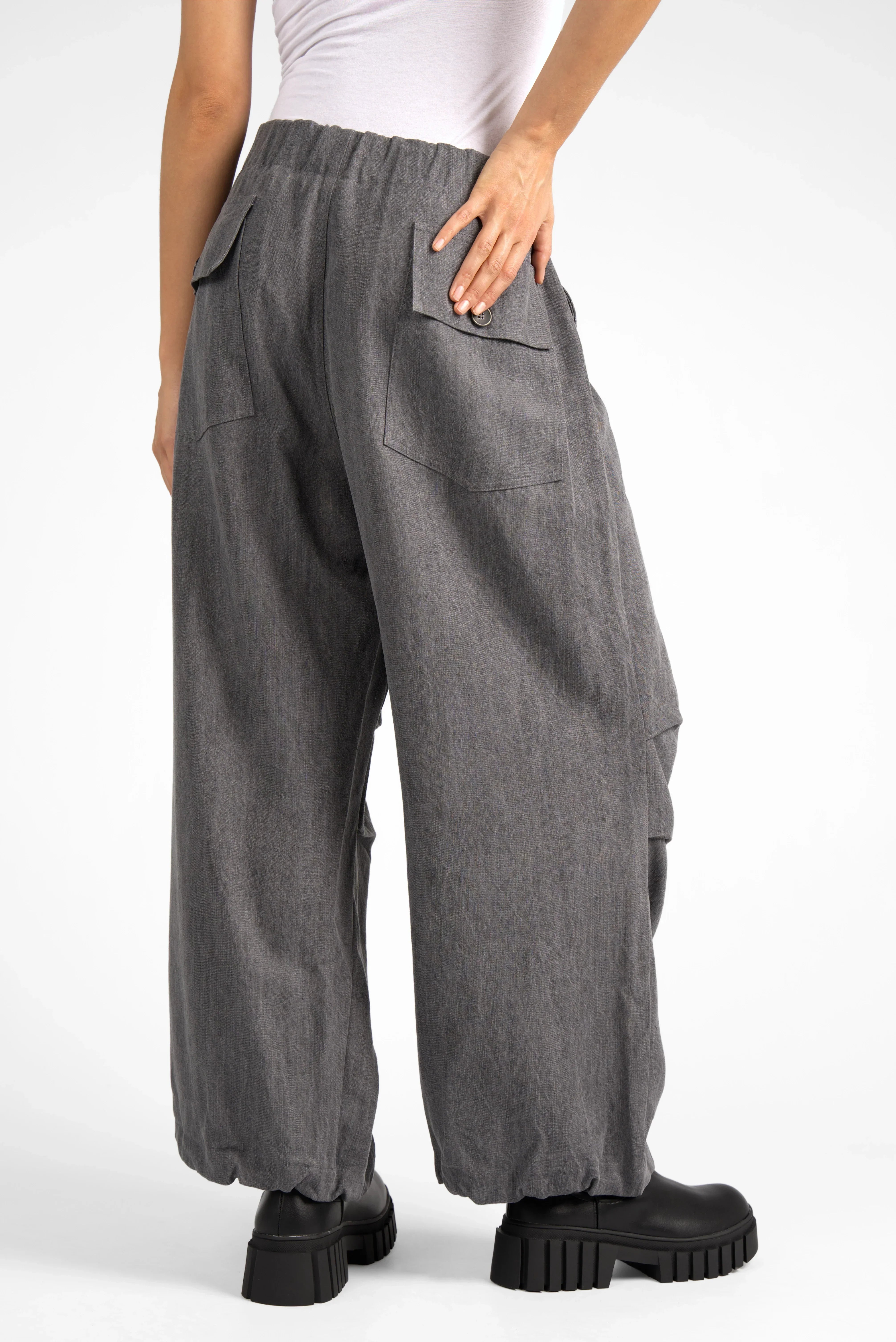 ONIDA Baggy-Cargohose loose fit gray cargo pants with elastic waistband and large buttoned back pockets