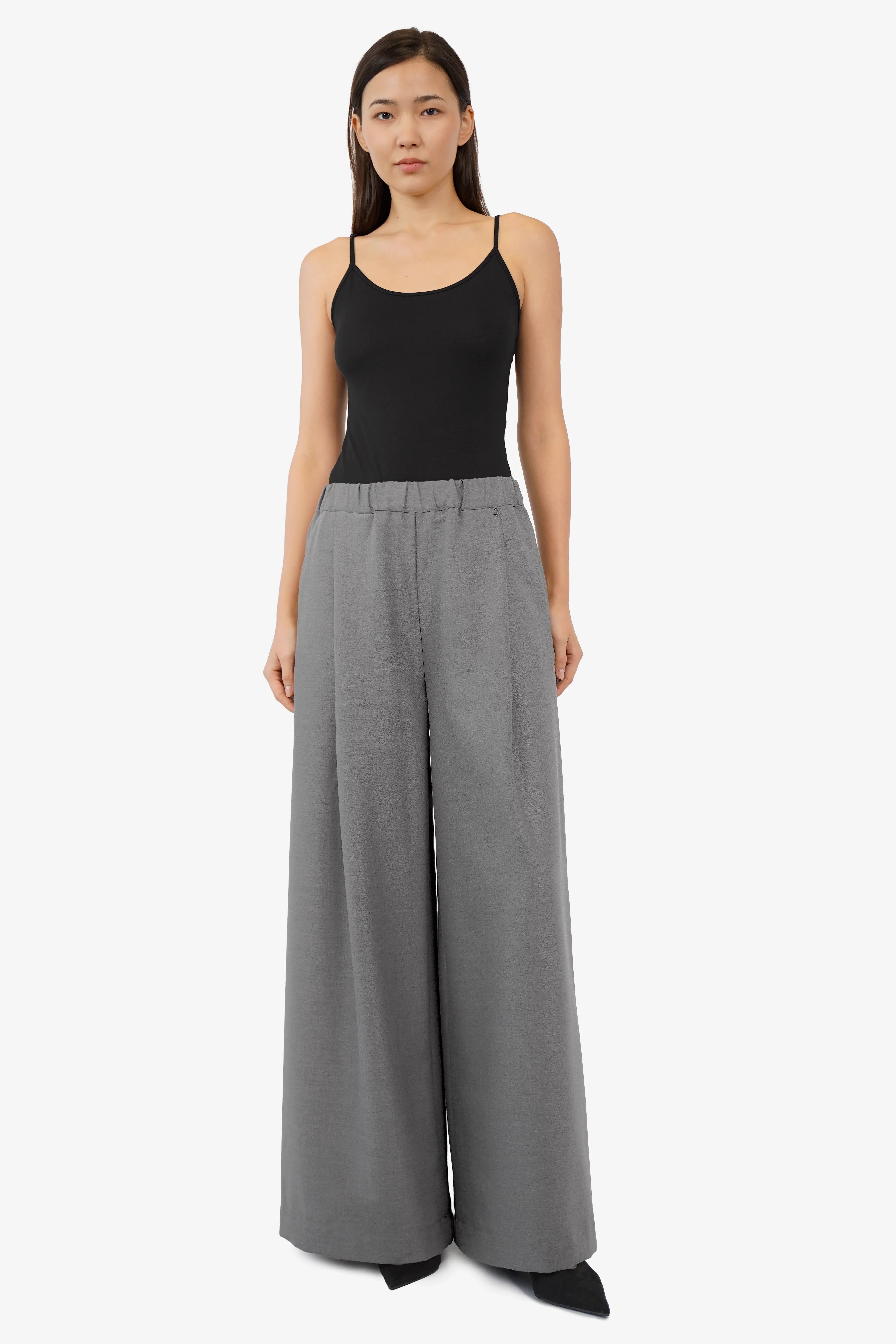 Damen Wide Leg Hose mit elastischem Bund und tiefen Bundfalten in relaxed Fit