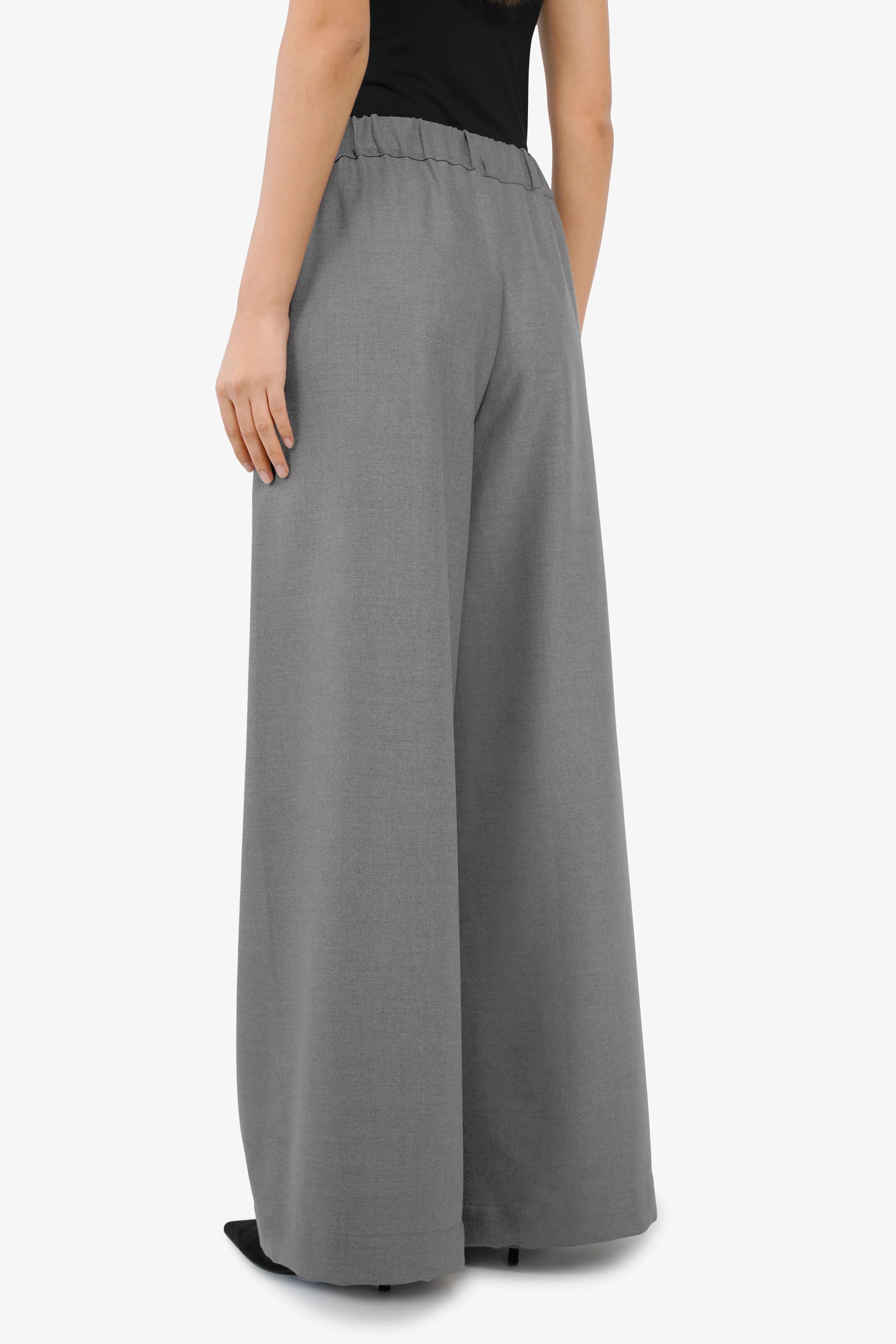 Weiche Wide Leg Hose mit elastischem Bund und seitlichen Eingrifftaschen