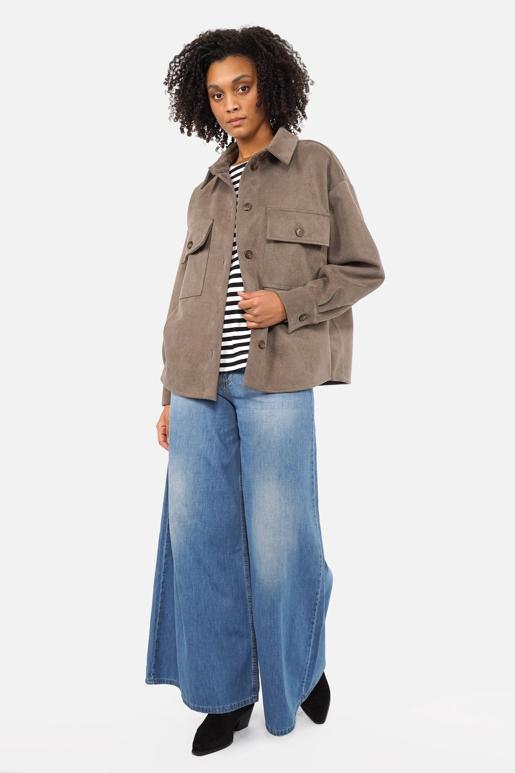 STELLY Overshirt-Jacke oversized twill jacket with chest and side pockets and buttoned cuffs