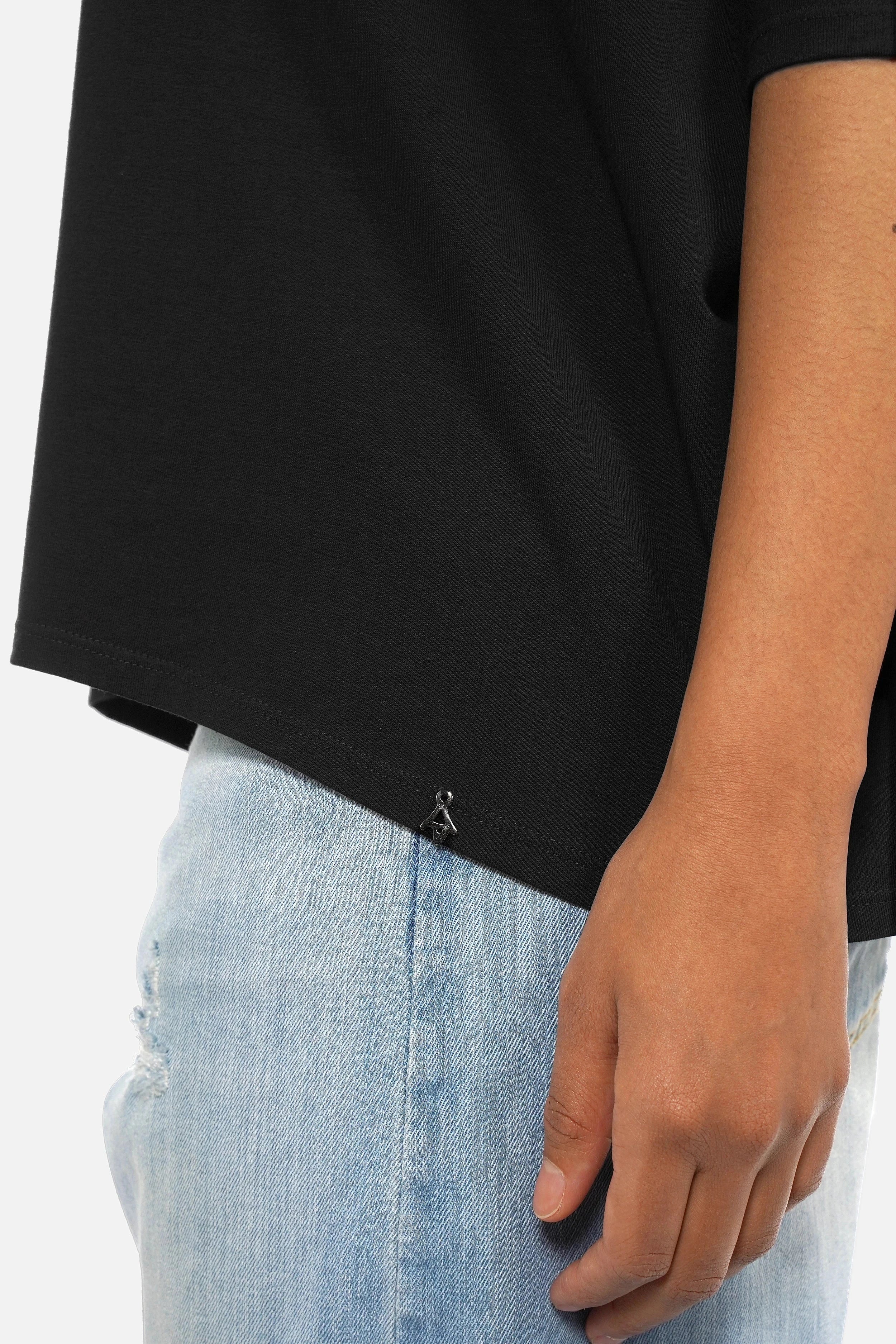 TAMI.K Blusenshirt aus weicher Baumwolle mit Rundhals und kastigem Relaxed Schnitt in tiefen Farben