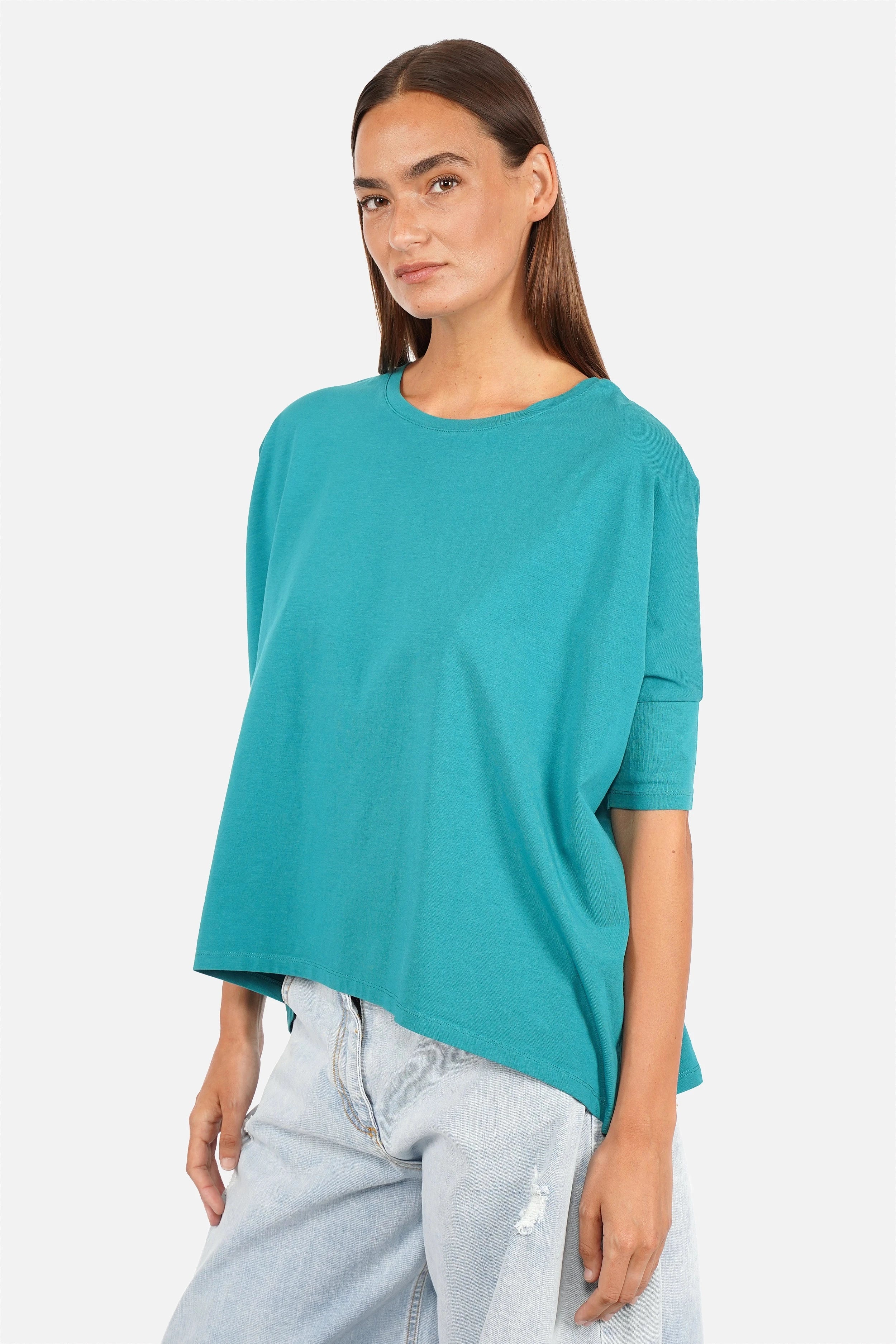 TAMI.K Blusenshirt aus weicher Baumwolle in kastiger Form mit Rundhals und relaxed Schnitt