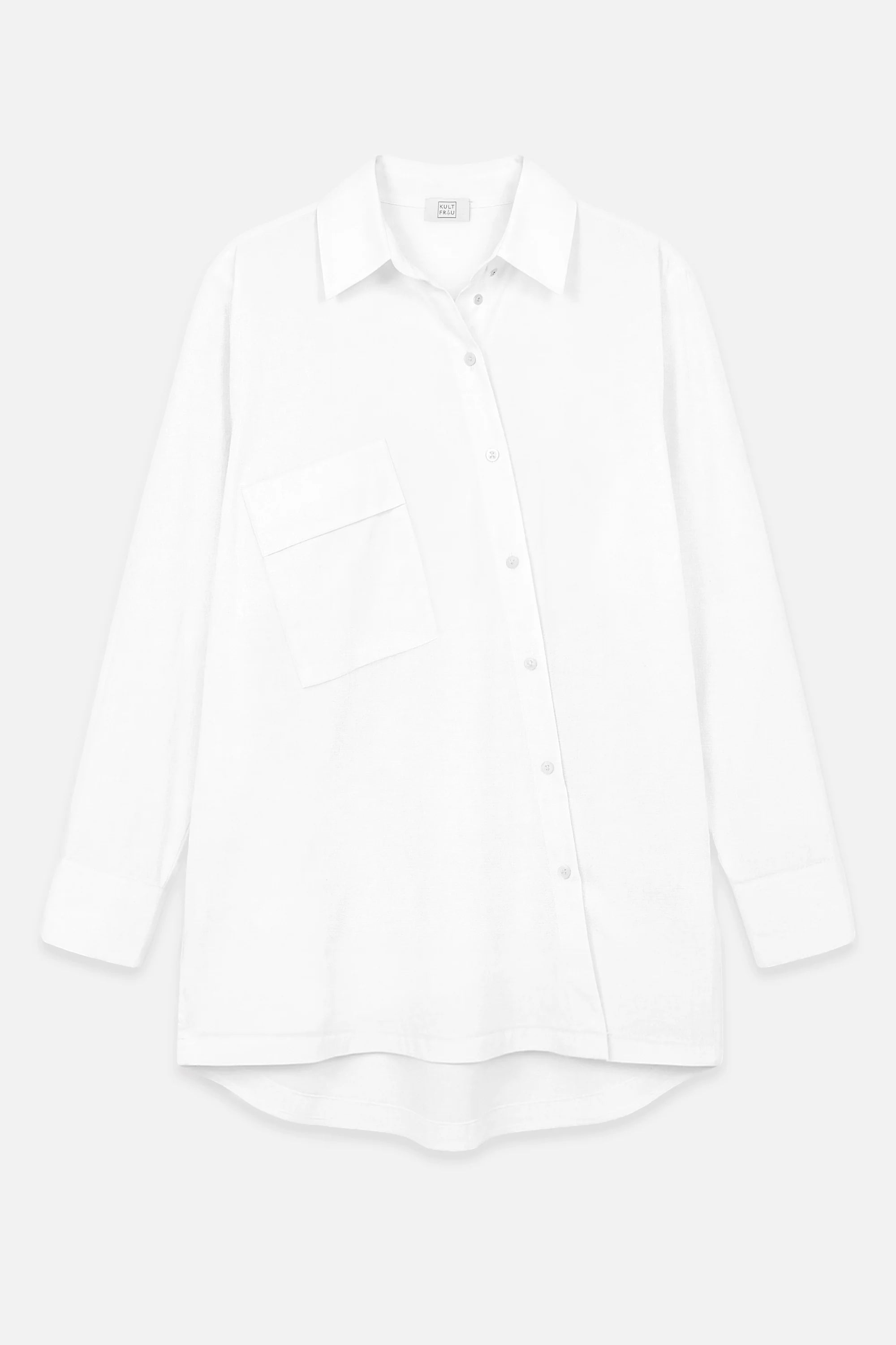 Oversized Hemdbluse aus Baumwoll-Polyamid mit asymmetrischer Knopfleiste und überschnittenen Schultern