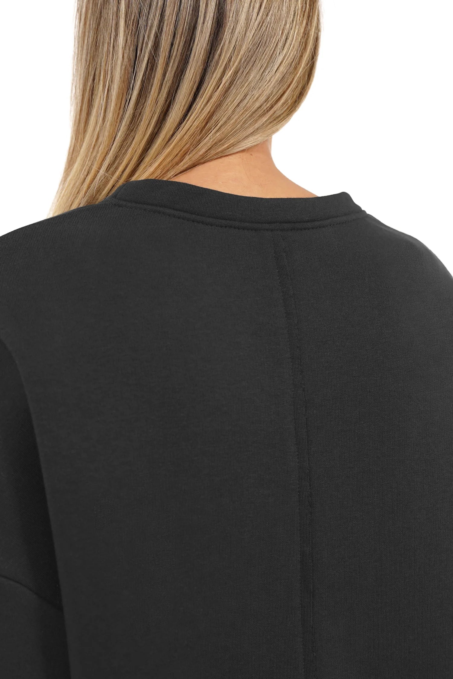 VIOLE Cozy Sweater schwarze weiche Baumwolle A-Linie offene Rückennaht