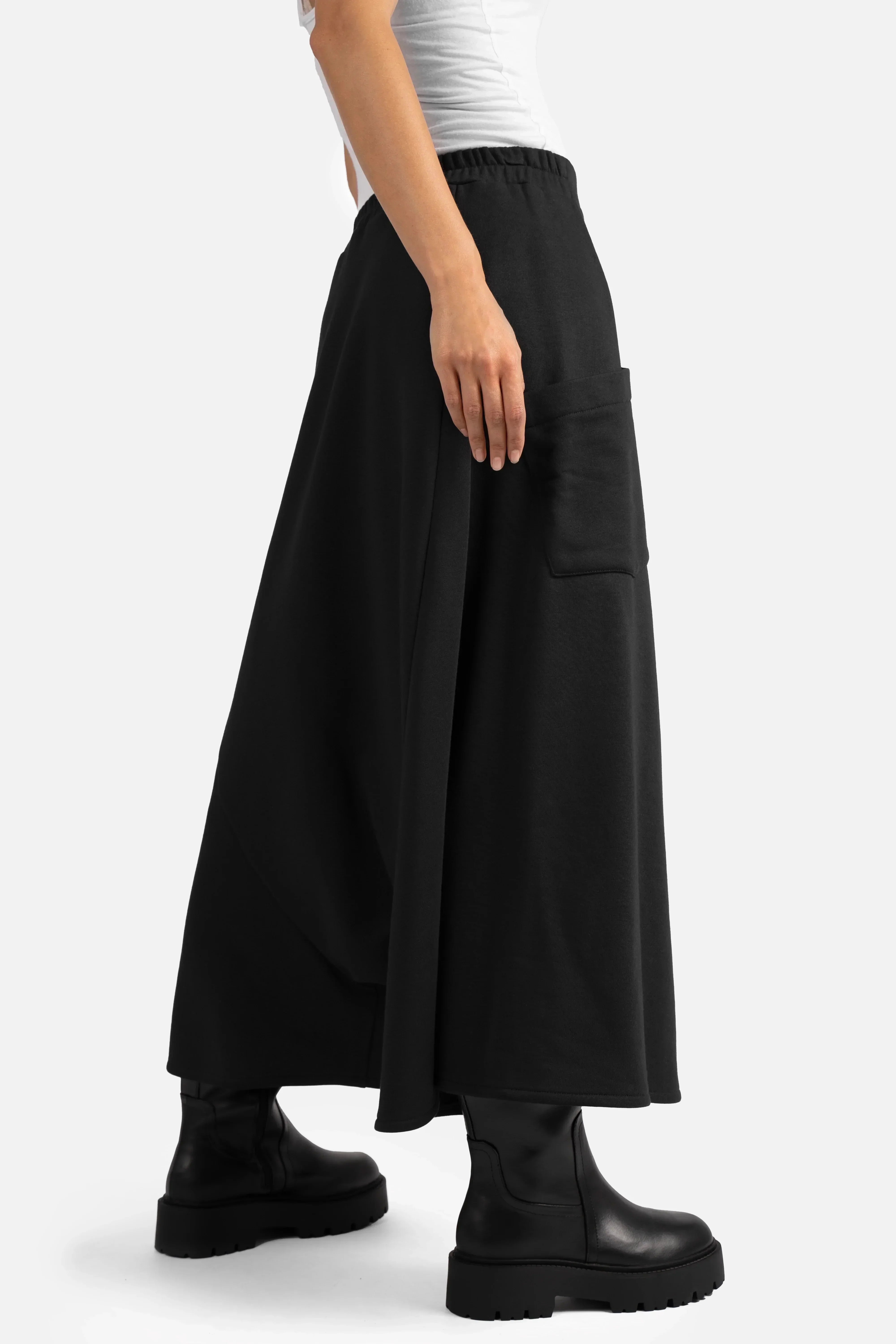 VISLA Hosenrock aus Sweatstoff mit weitem Schnitt und asymmetrischer Tasche