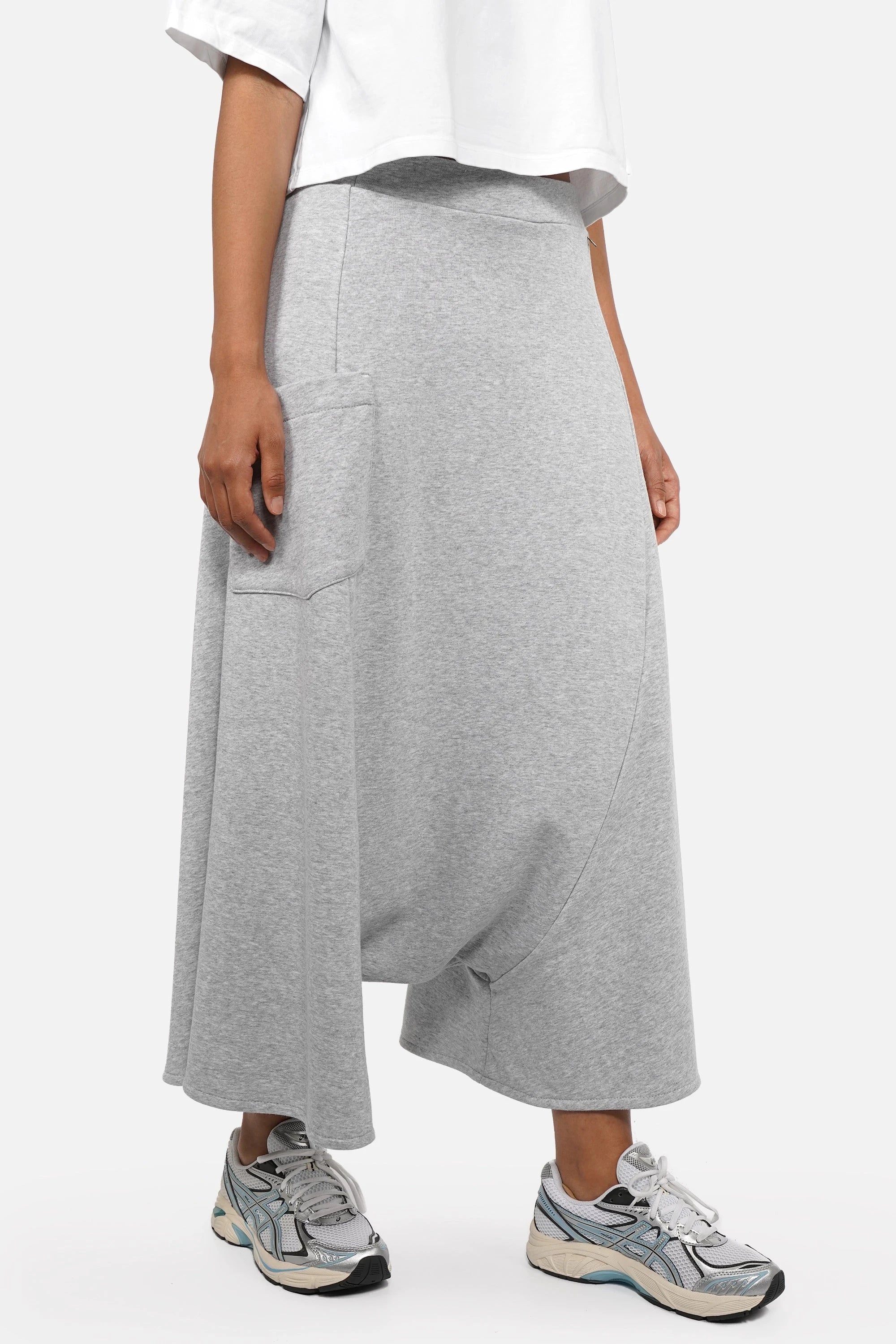 VISLA Hosenrock aus Sweatstoff mit weitem Schnitt und asymmetrischer Tasche