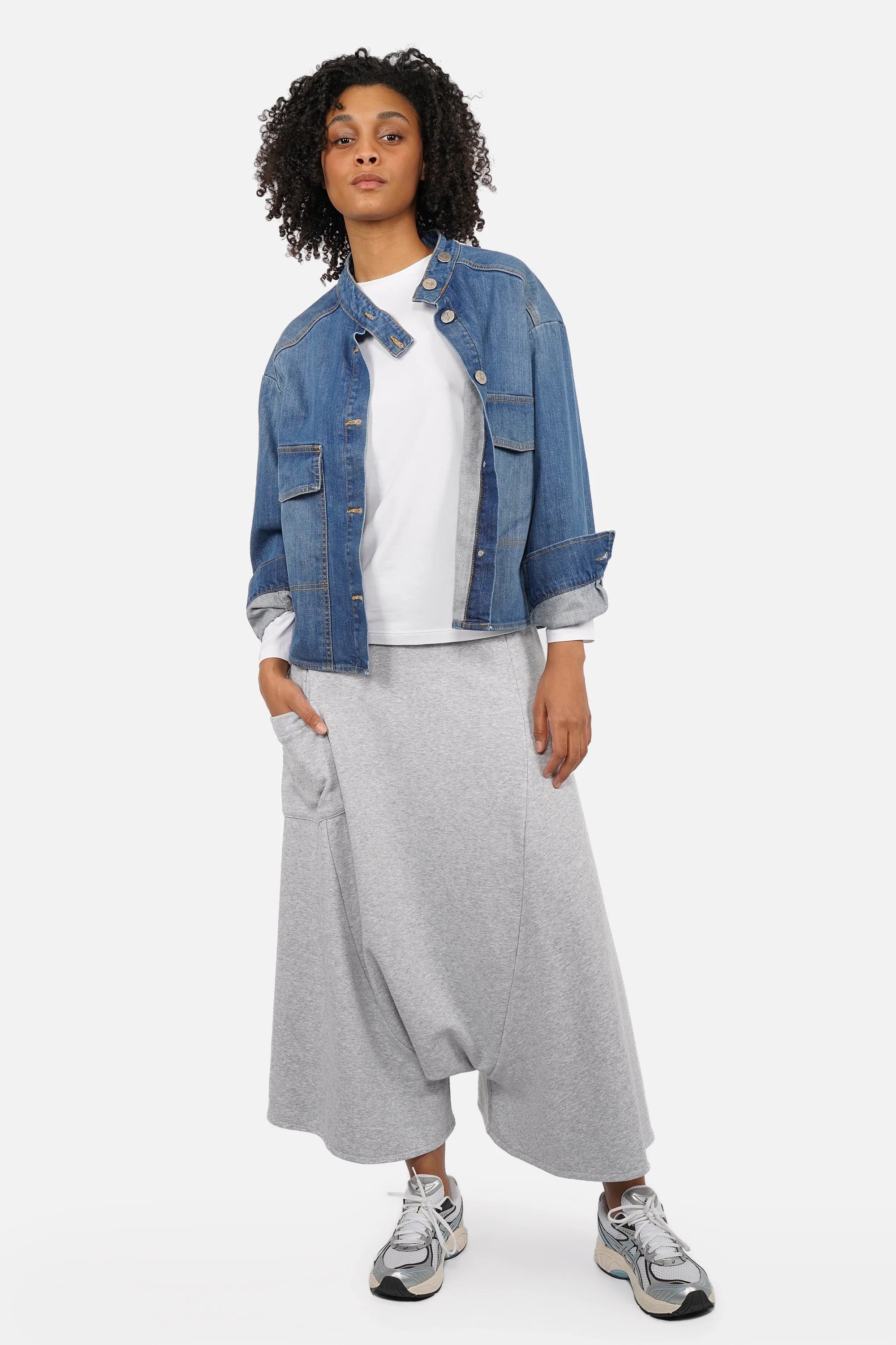 VISLA Hosenrock aus Sweatstoff mit weitem Schnitt und asymmetrischer Tasche