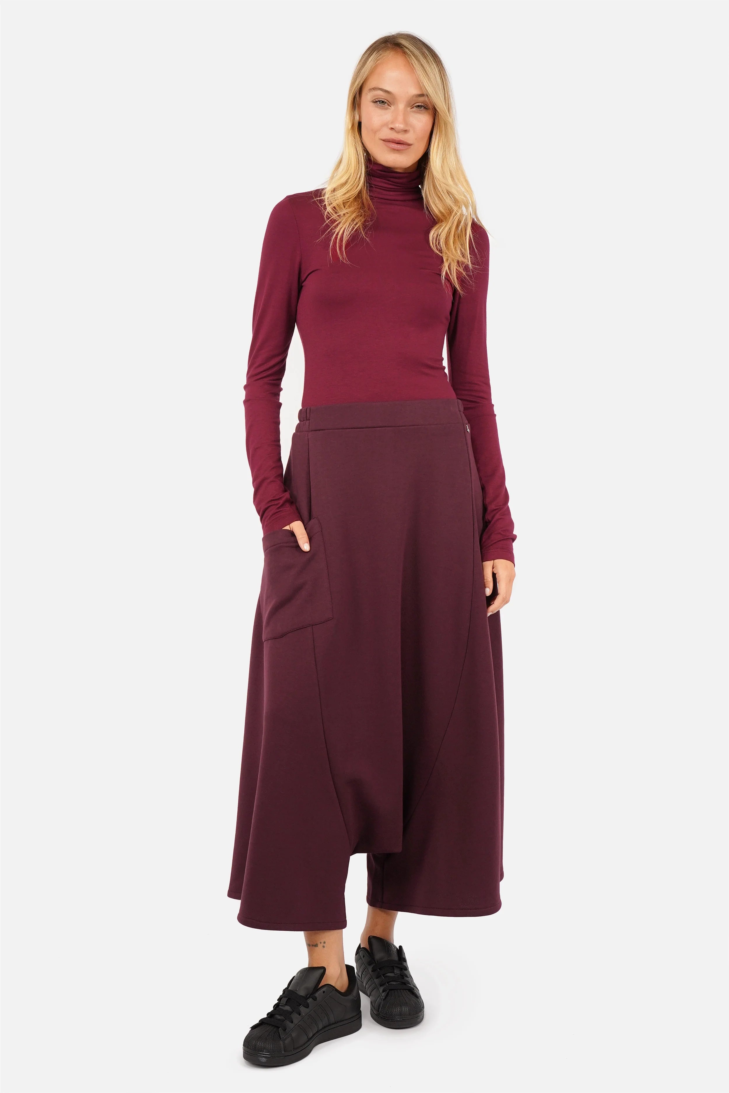 VISLA Hosenrock aus Sweatstoff mit weitem Schnitt und asymmetrischer Tasche