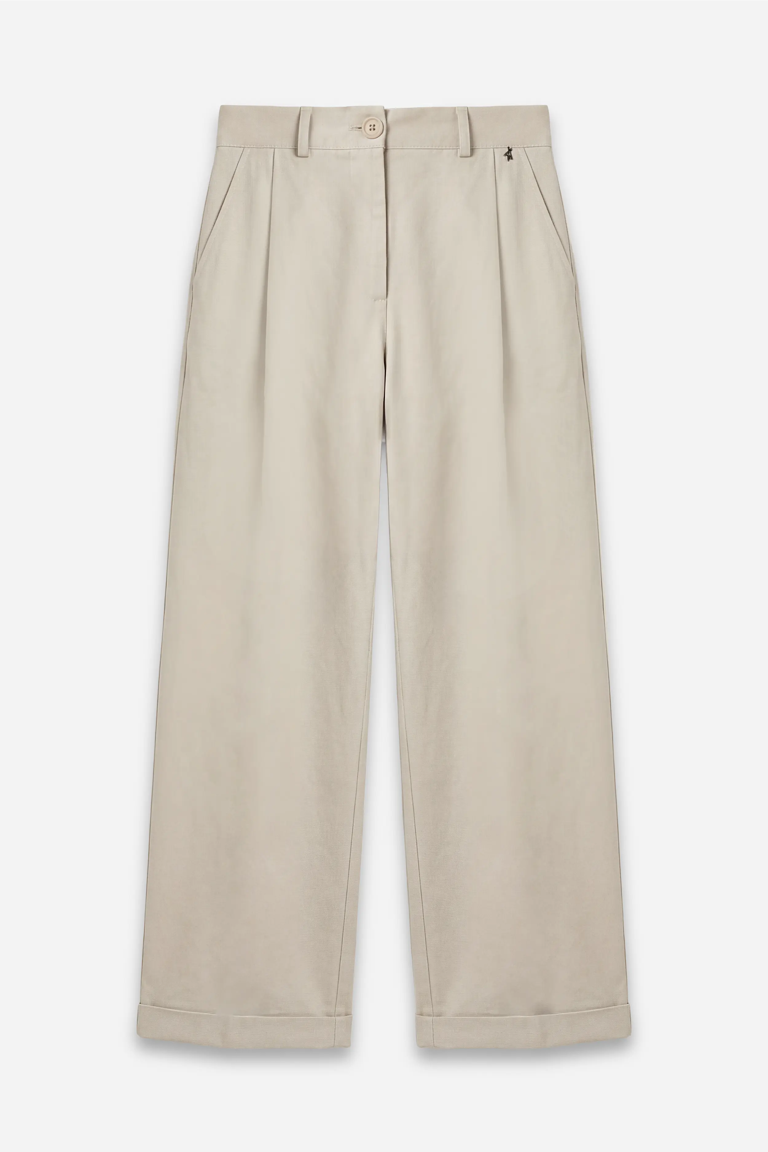 BEYLA Wide Leg Hose high waist wide-leg canvas cotton pants with pockets and cuffed hem