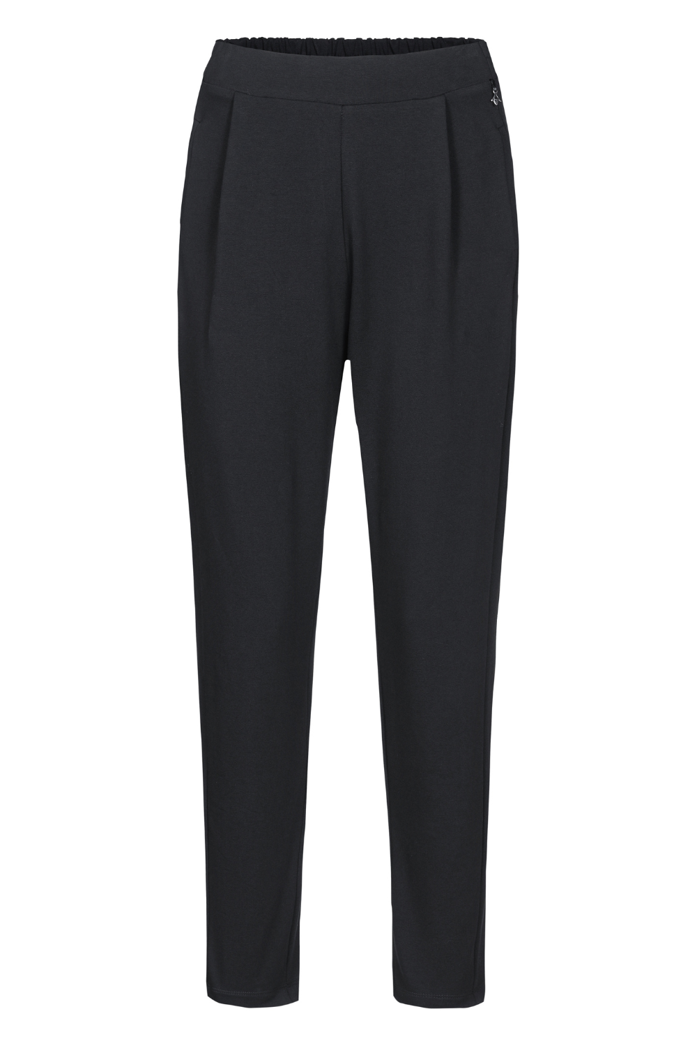 HILLA.K Jerseyhose schwarze Jerseyhose mit mittelhohem Bund und leicht zulaufendem Bein