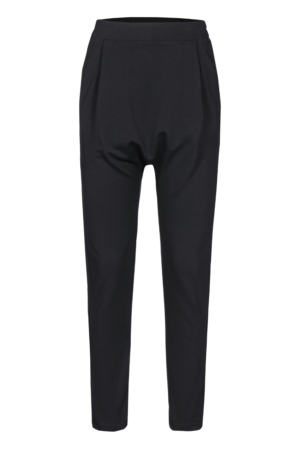 HANNA.K Tapered Sweathose black cotton stretch tapered leg pants with elastic waistband and pockets