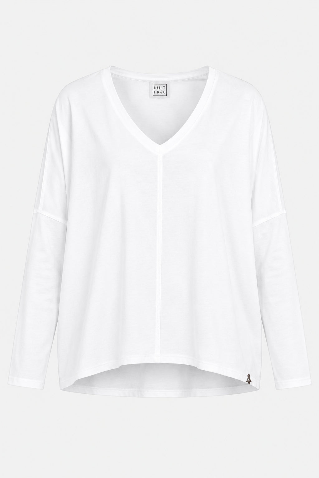 KULTFRAU TIDA Blusenshirt Langarm in White, Vorderansicht ohne Model auf hellgrauem Hintergrund