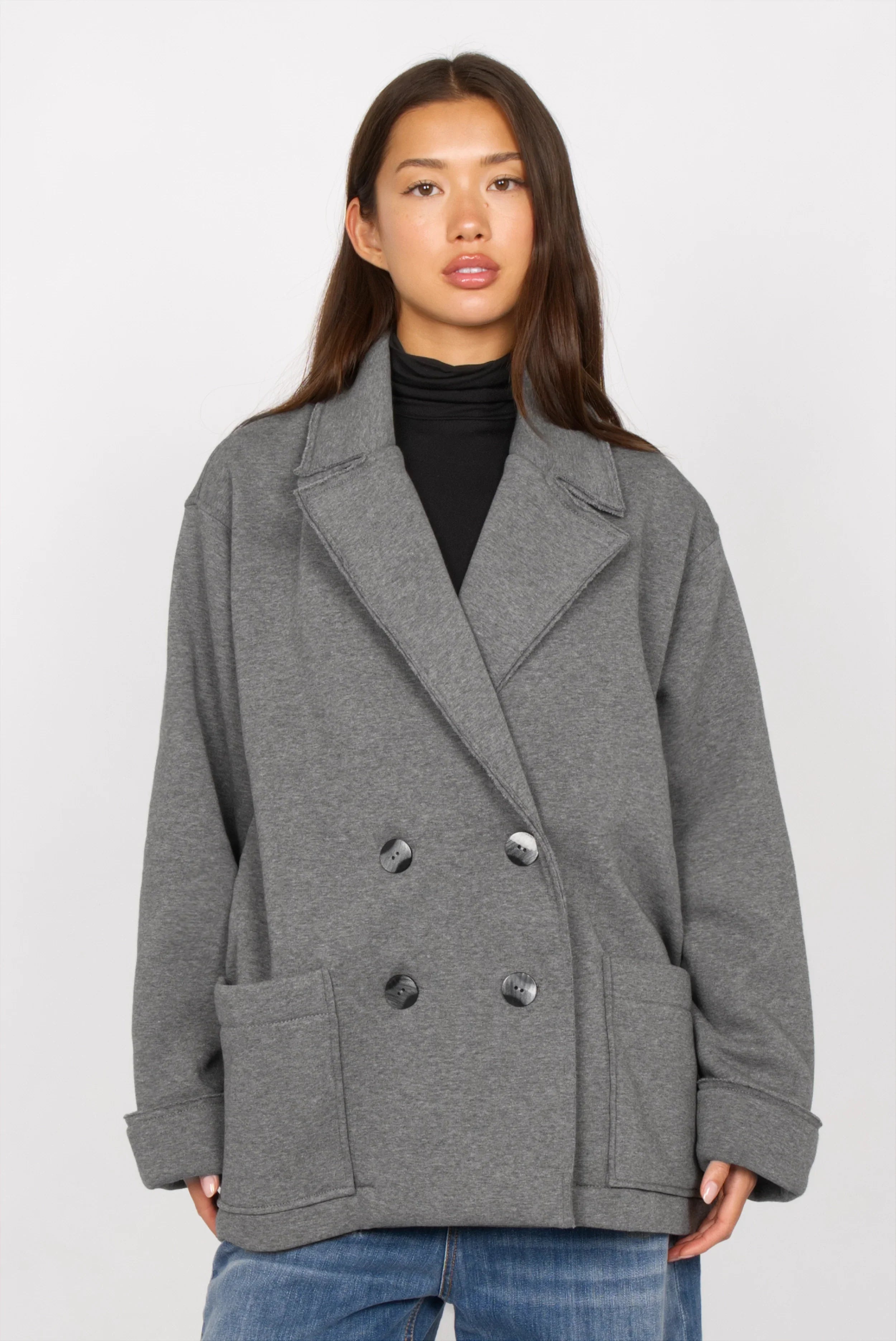 HELIEE Oversized Sweat-Kurzmantel