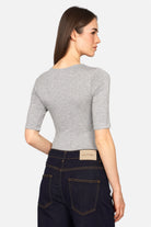 JALYN Shirt aus weicher Viskose mit U-Boot Ausschnitt und Halbarm in Slim Fit