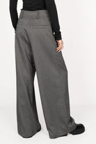 RYONI Marlene-Hose grey high waist wide leg trousers with asymmetrical waistband and side pockets