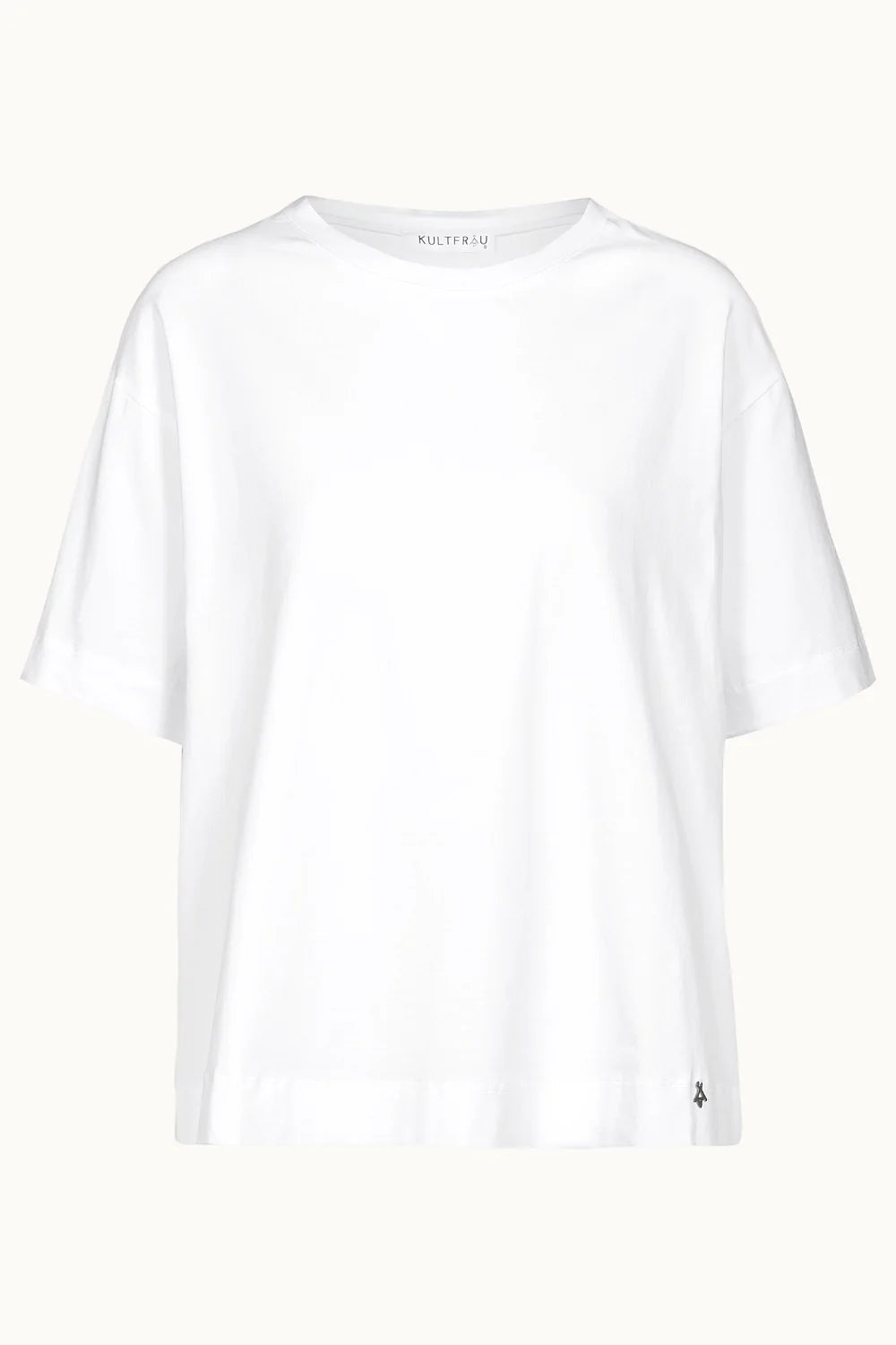 weißes NITI.K Shirt aus elastischem Baumwolljersey mit Rundhalsausschnitt und kastiger Passform