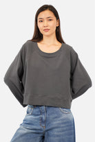 ADEA Sweater mit Rundhalsausschnitt, Raglanärmeln und tonaler Logo-Stickerei