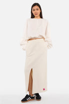 ALEMENE Sweatrock midi pink logo patch elastic waistband side pockets regular fit