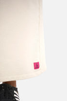 ALEMENE Sweatrock midi length pink logo patch with elastic waistband and side pockets