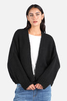 ALIXA Cropped Strickcardigan in Oversize-Fit mit Schalkragen und weichem Woll-Mix