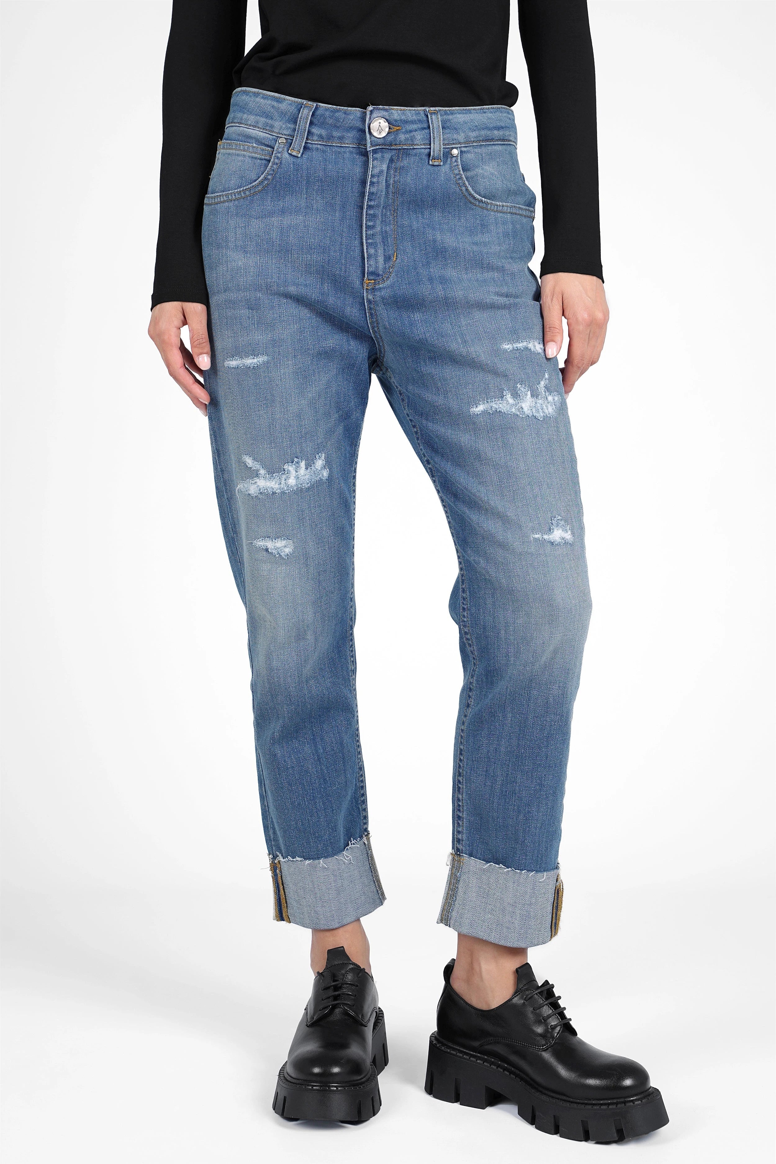 ALVA Boyfriend-Jeans mit Umschlag