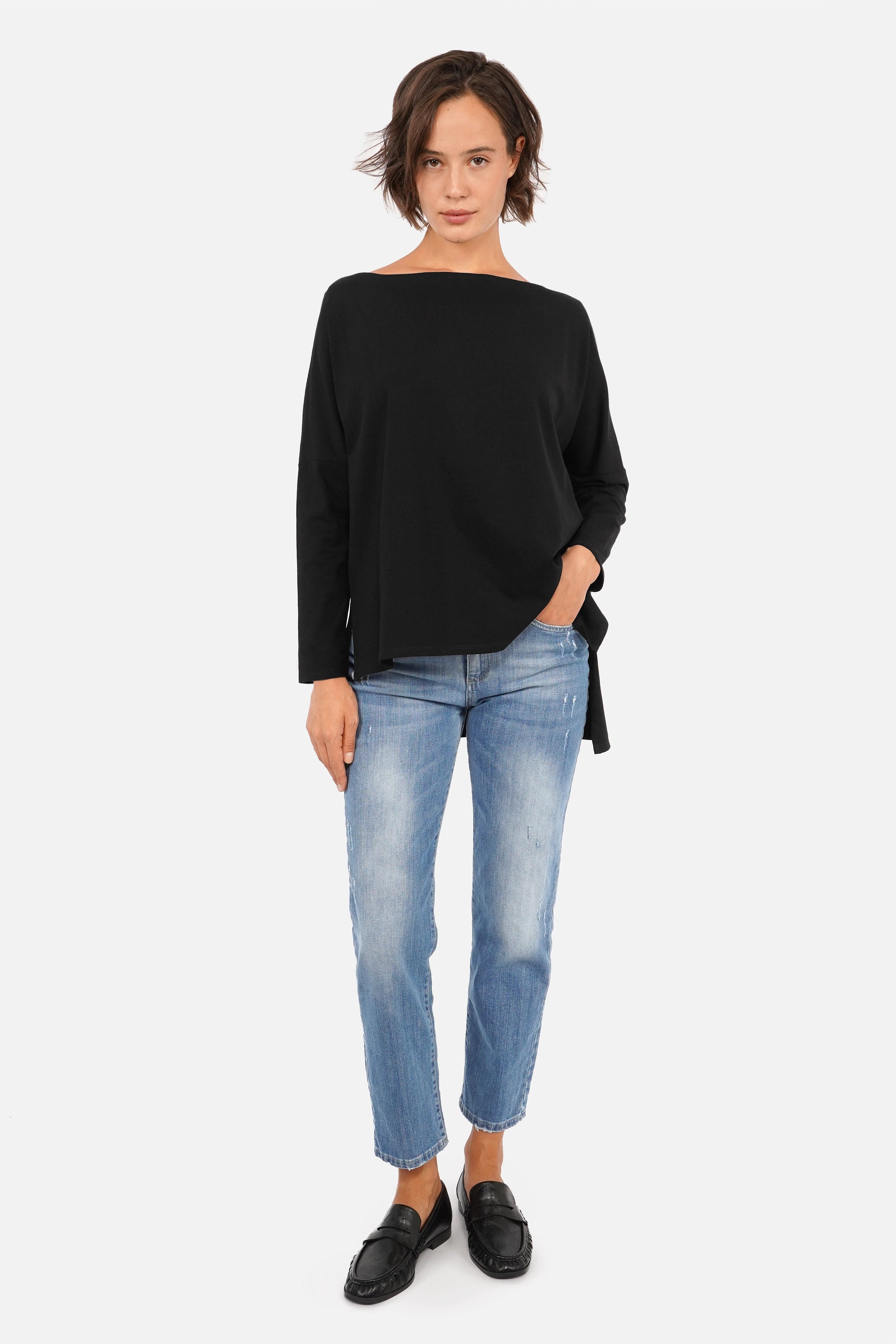 AMALEA Longsleeve mit verlängertem Rückensaum