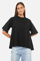 Weiches ANELE T-Shirt aus Baumwolljersey mit Rundhalsausschnitt und A-Linien-Form