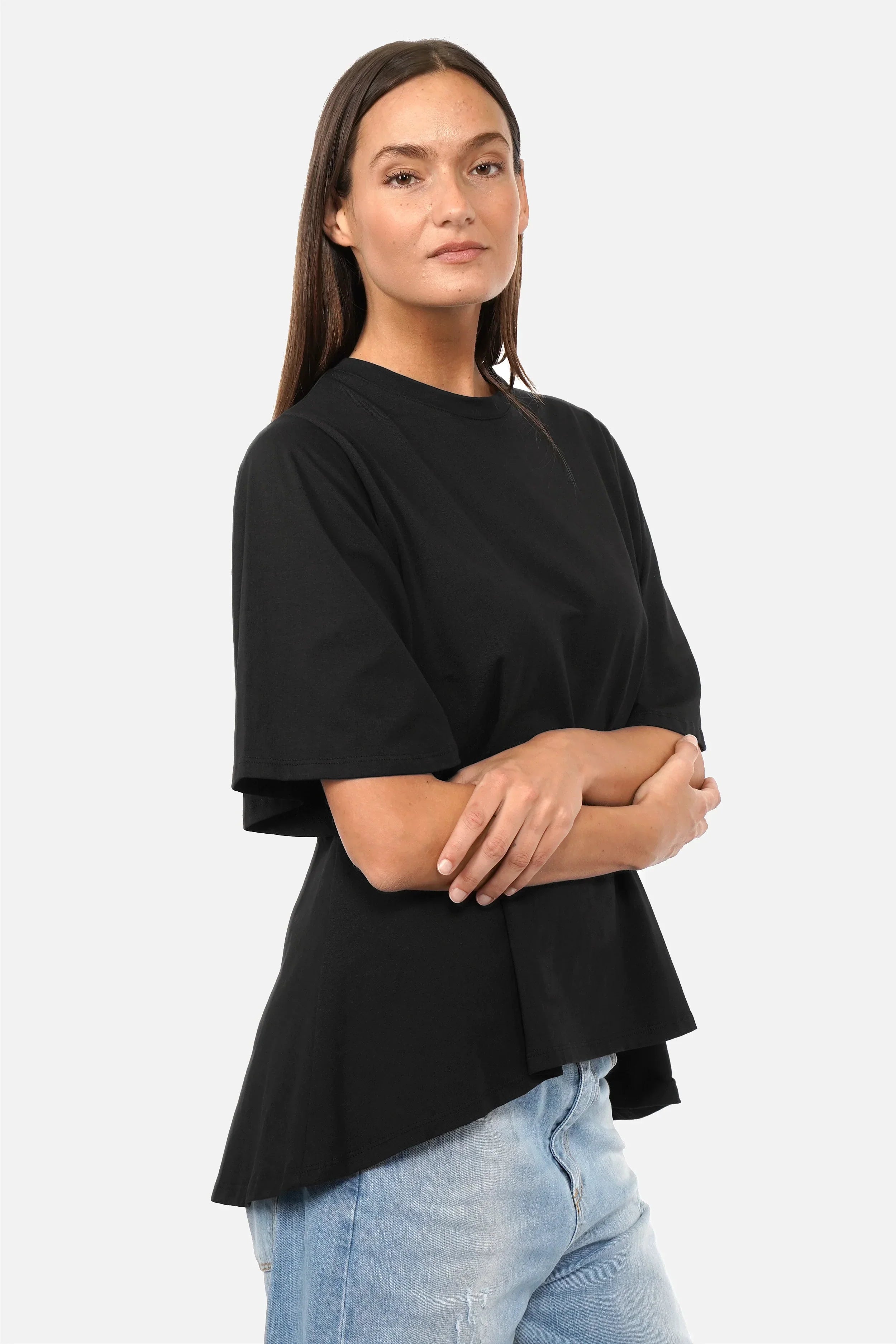 Weiches ANELE T-Shirt aus Baumwolljersey mit Rundhalsausschnitt und ausgestellten Ärmeln