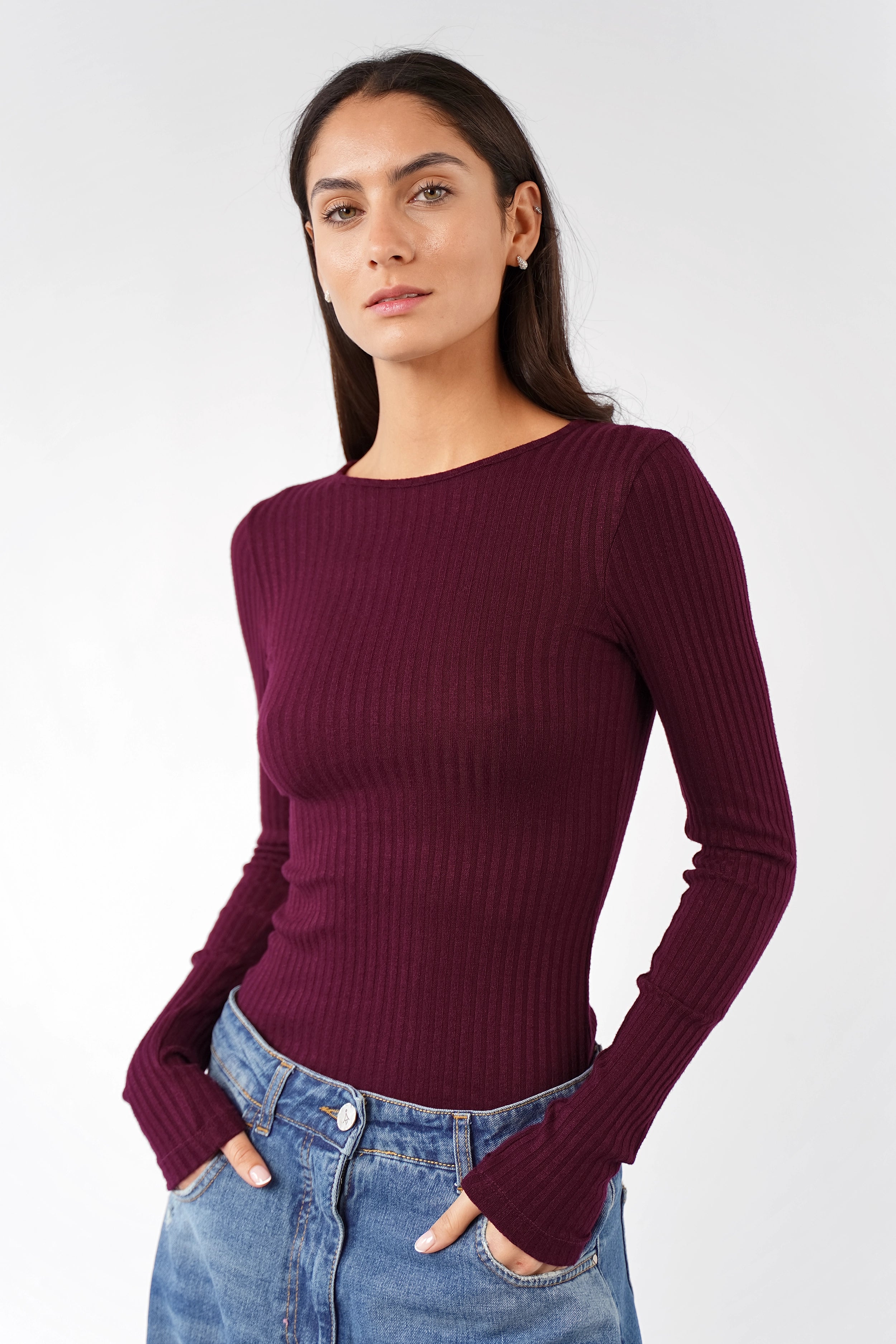 BETTIE Longsleeve aus Feinstrick-Ripp